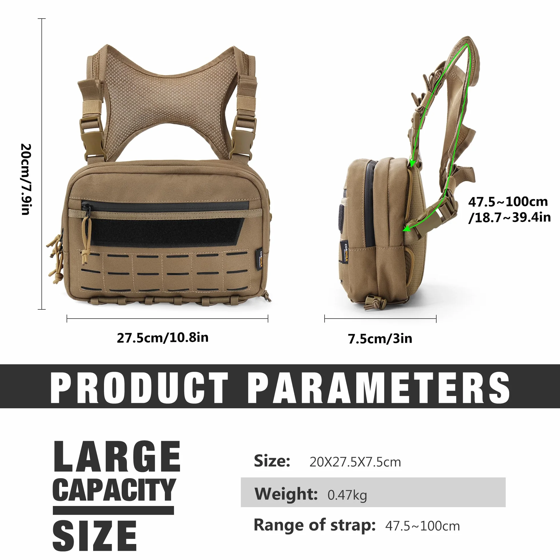 Mardingtop Taktyczna kieszeń na pierś Molle kamizelka Pouch Chest Rig