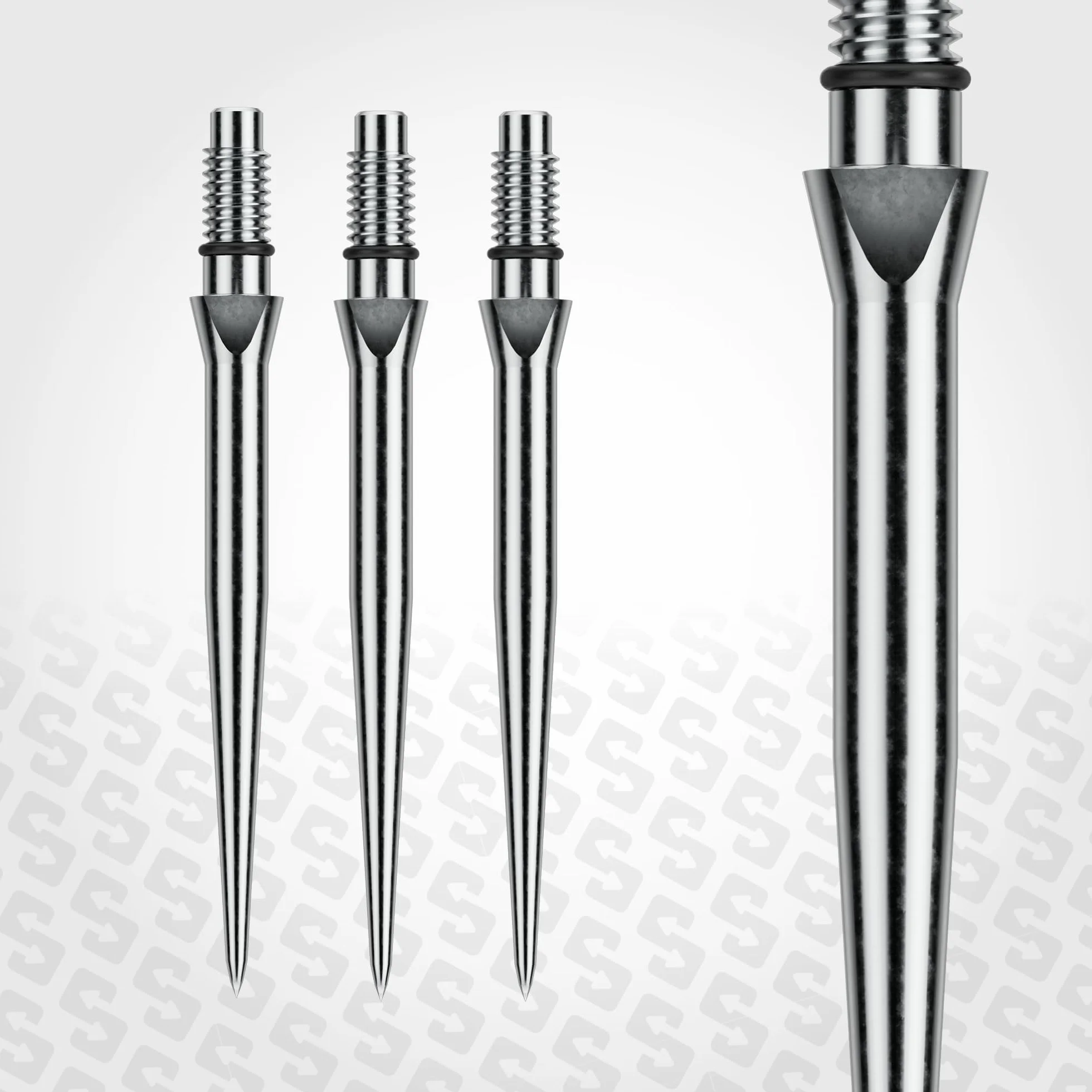 WINMAU Punkty przełączania - końcówka ze stali węglowej - gwintowany mechanizm szybkiej wymiany - 1 zestaw w opakowaniu - dostępne w kolorze czarnym i srebrnym - gładkie, rowkowe i falowane - 26 mm