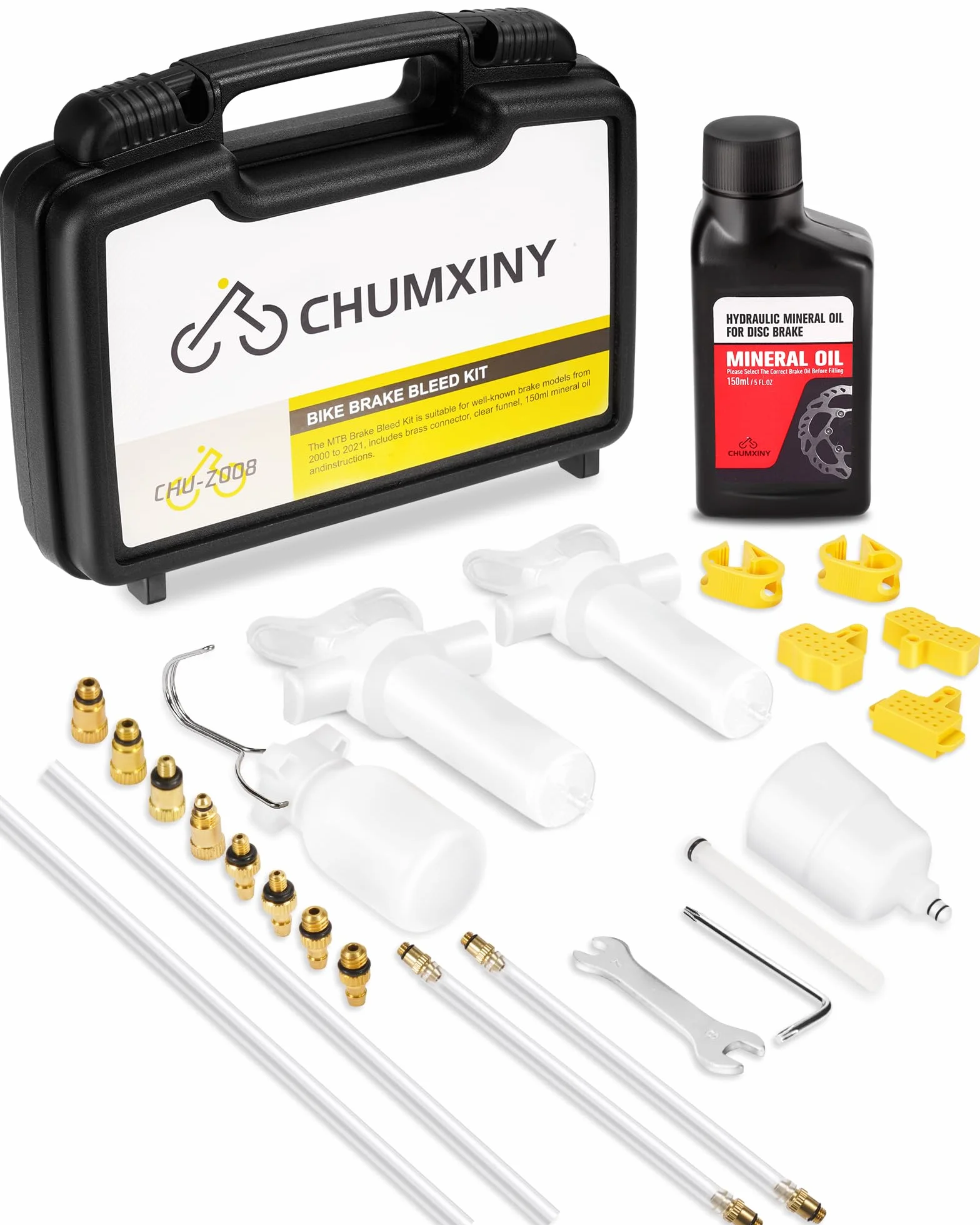 CHUMXINY Zestaw odpowietrzania hamulców do hydraulicznych hamulców tarczowych Shimano, TEKTRO, TRP. Zestaw do odpowietrzania hamulców hydraulicznych do rowerów zawiera złącze mosiężne, płyn hamulcowy