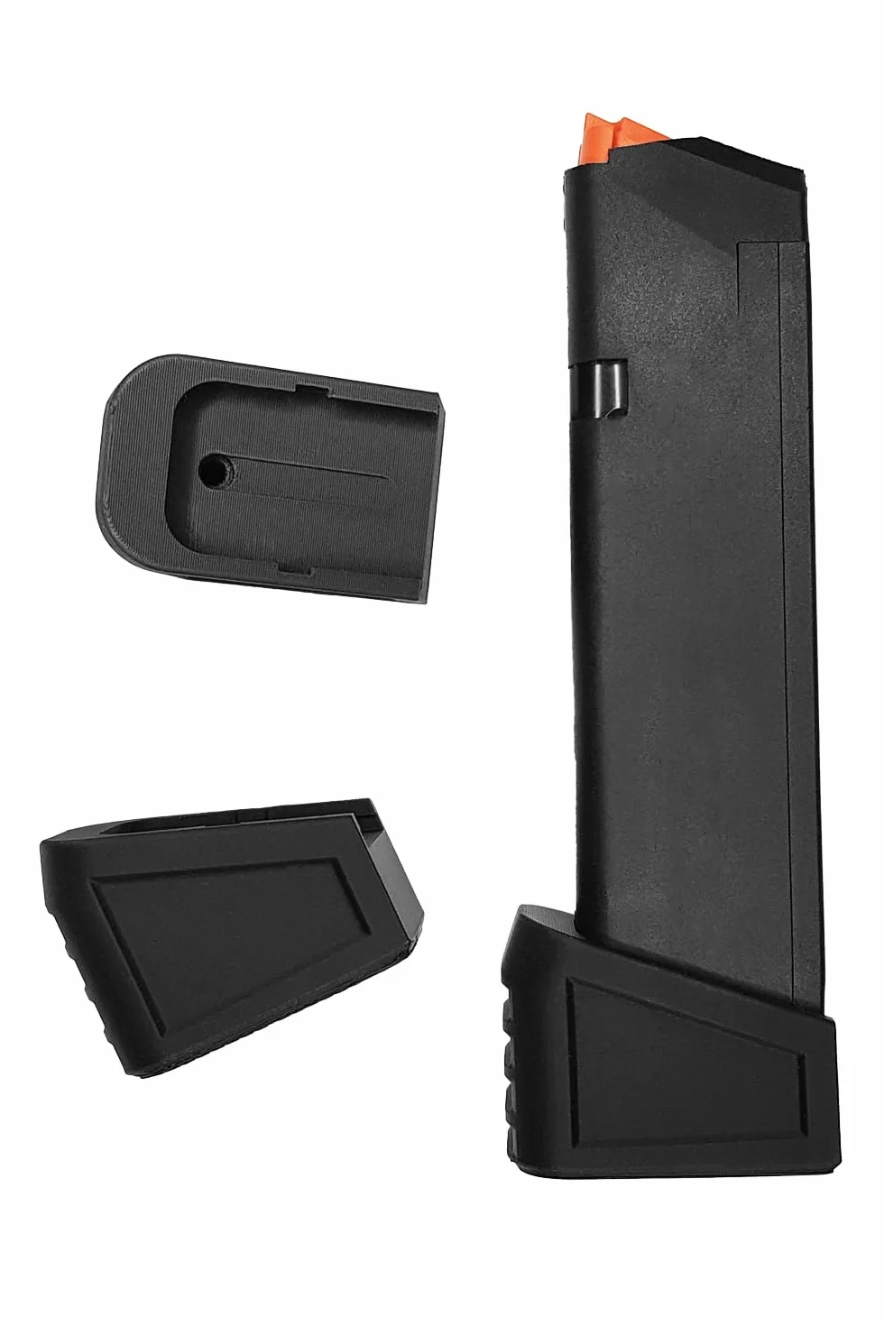 VlaMiTex Przedłużona podstawa magazynka dla Glock, zestaw 2 sztuki – wyprodukowany w Niemczech, plastik, dwustronny, czarny, poprawiona ergonomia