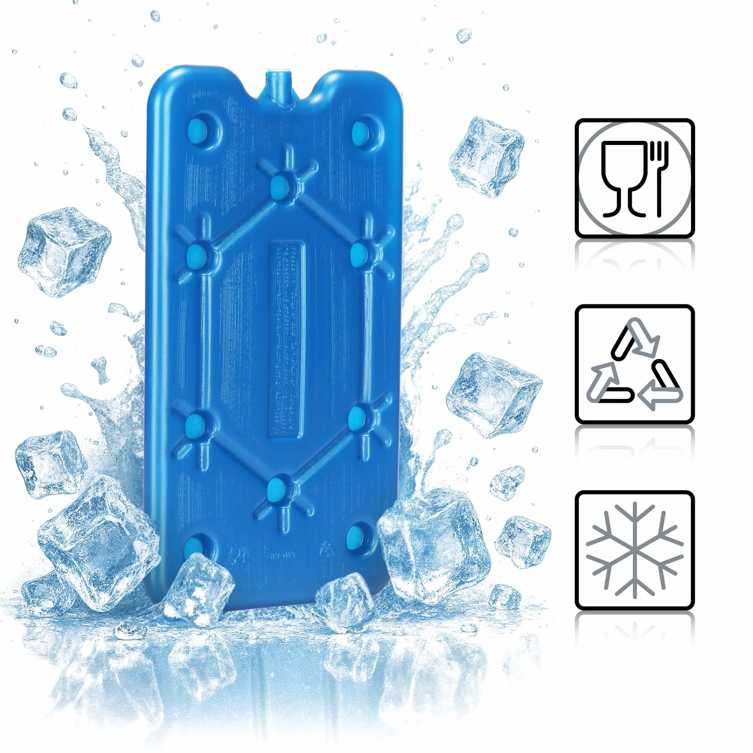 COM-FOUR® Plaski zimny pakiet 3x - zajmujacy malo miejsca i idealny do lodówek i toreb chlodniczych - waskie elementy chlodzace na kemping i na plaze (niebieski - 3 sztuki - M)