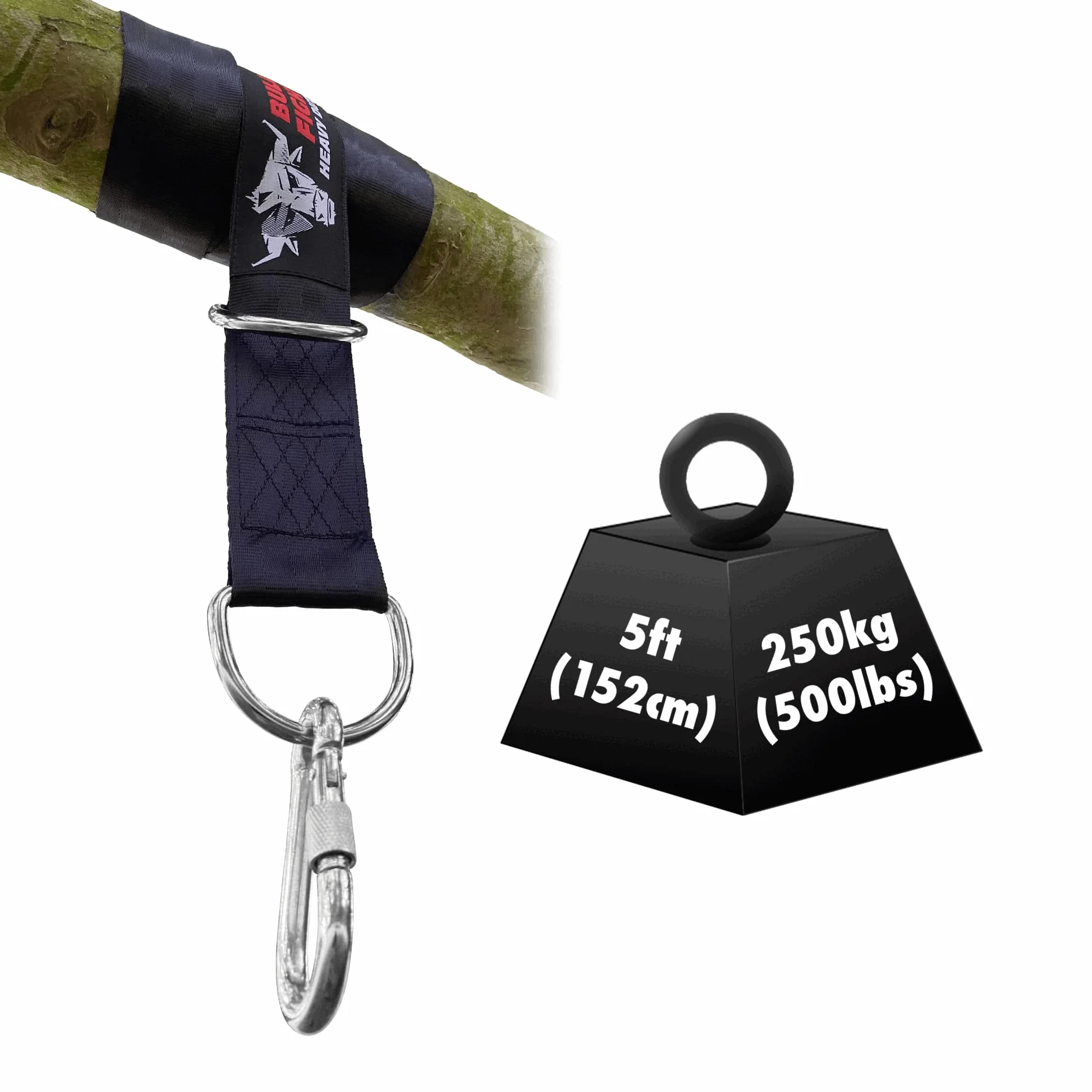 BULL DOZA FIGHT WEAR Pasek do worka bokserskiego, wytrzymały wieszak 226 kg, 1,5 m, czarny