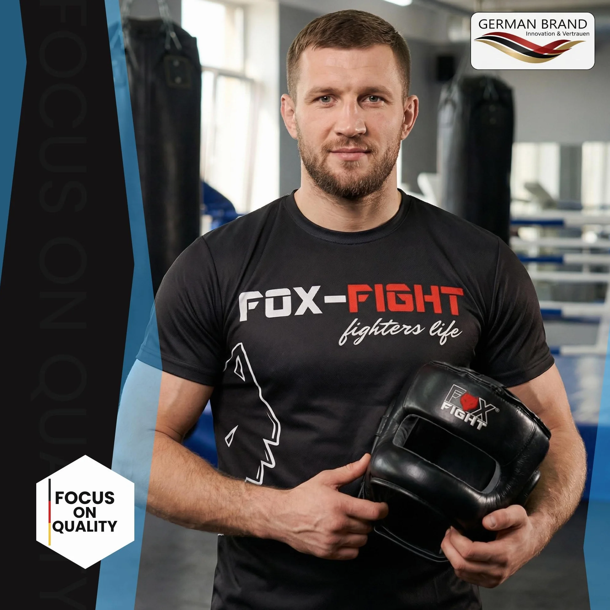 FOX-FIGHT Ochrona głowy z pałąkiem, ochrona nosa, wykonana z prawdziwej skóry, kask bokserski do sparingów, regulowany rozmiar do boksu, MMA, Muay Thai, kickboxingu i sportów walki
