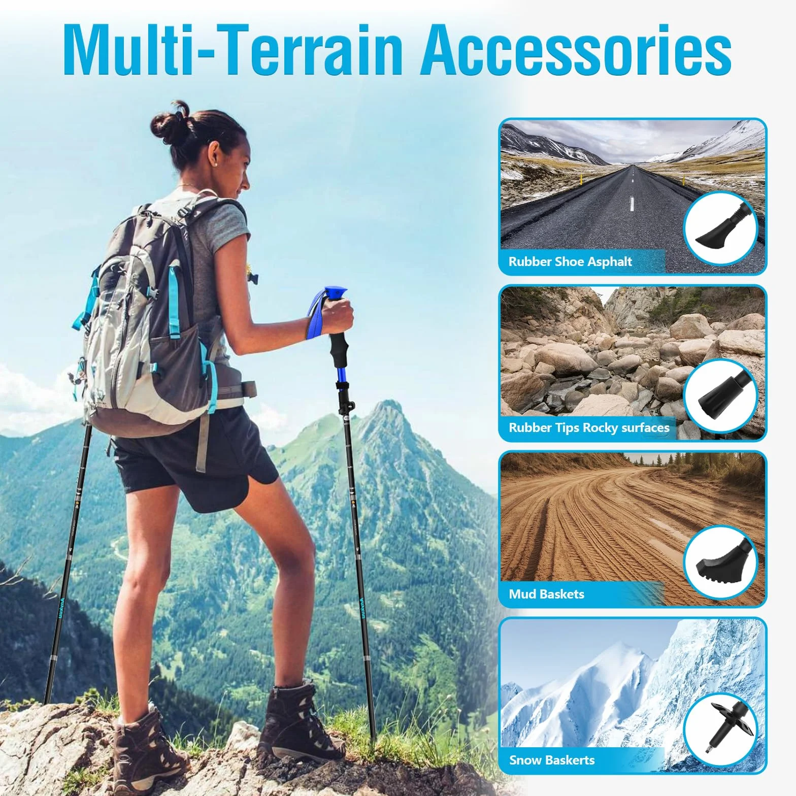 Anykuu Kijki Trekkingowe Składane 110-130 cm 7075 Aluminium z Torbą Transportową