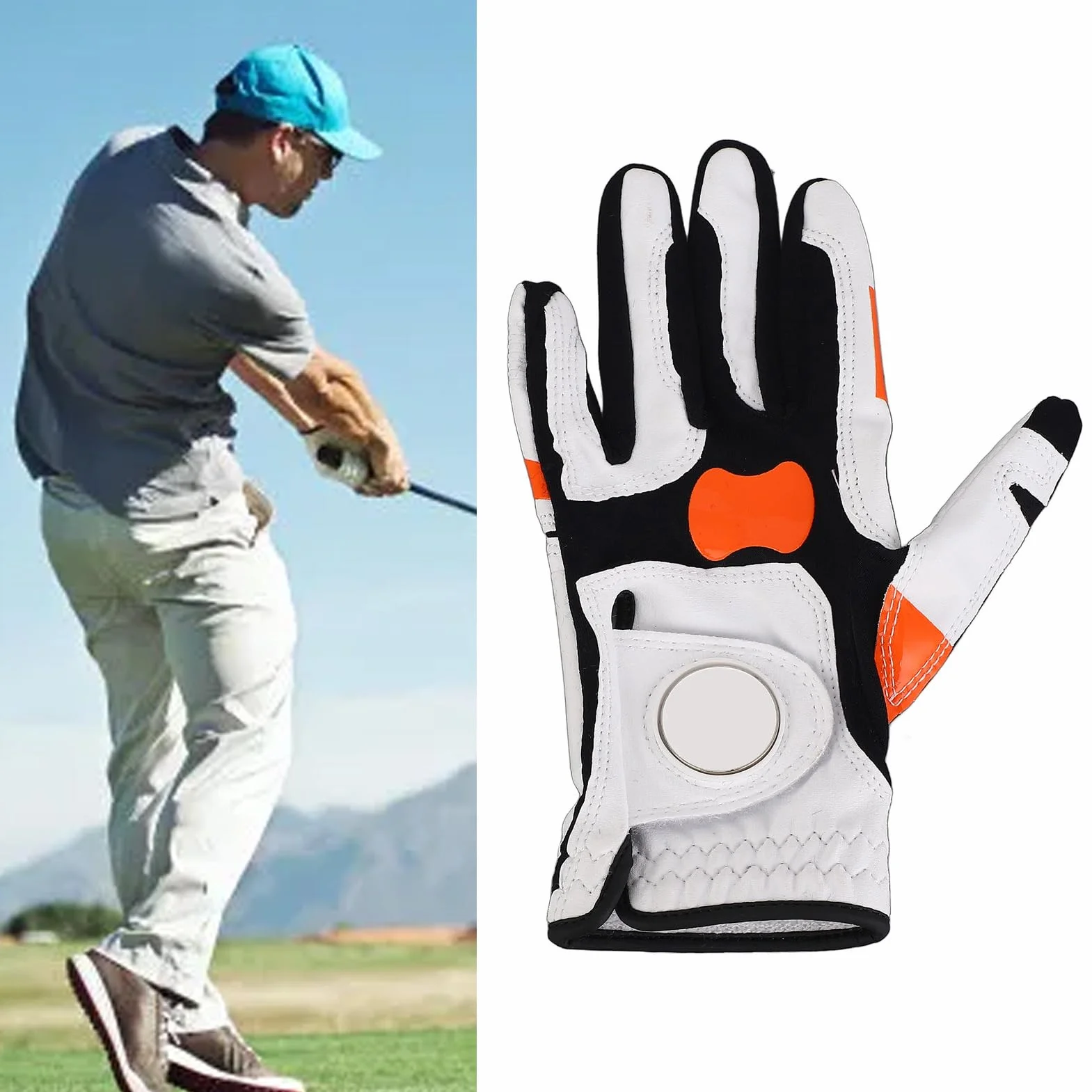 Luocute Rękawica Golfowa Premium Syntetyczne Niezlip Pająk Pająk Tacky WSZYSTKIE Pogodę Slice lewą ręką, Rękawiczki Golfowe Non Slip Silikonowe Huśtawka Lokalizacja Narzędzia