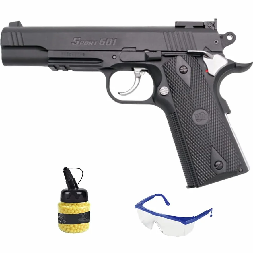 Sport 601 (Muelle) | Pistolet Airsoft Calibre 6mm (plastikowe kulki PVC 6mm) + okulary ochronne