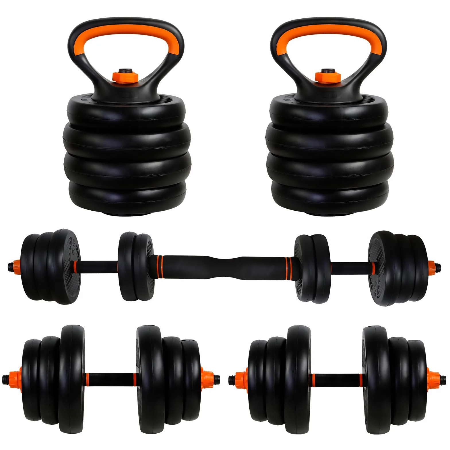 CCLIFE Zestaw hantli 6w1 kettlebell 2 regulowane piłki hantlowe z rurką stalową
