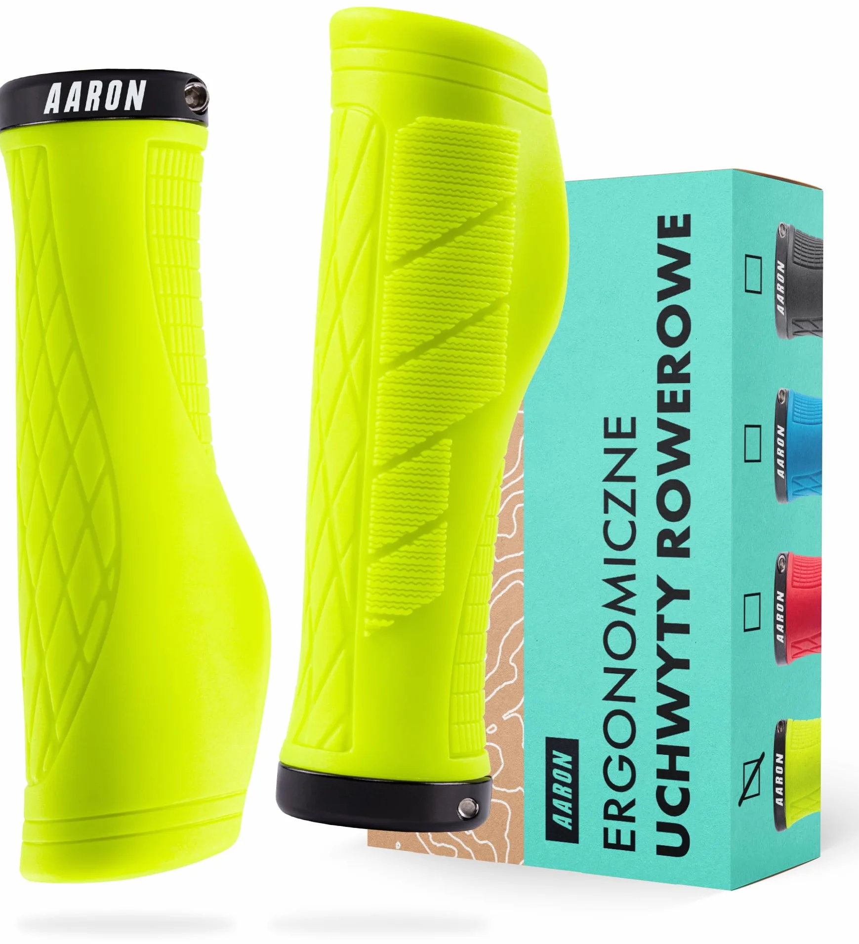 AARON Pasuje do uchwytów rowerowych z amortyzującą powierzchnią nośną, ergonomiczne, antypoślizgowe gumowe uchwyty, miękkie uchwyty do rowerów elektrycznych, rowerów trekkingowych, rowerów górskich,