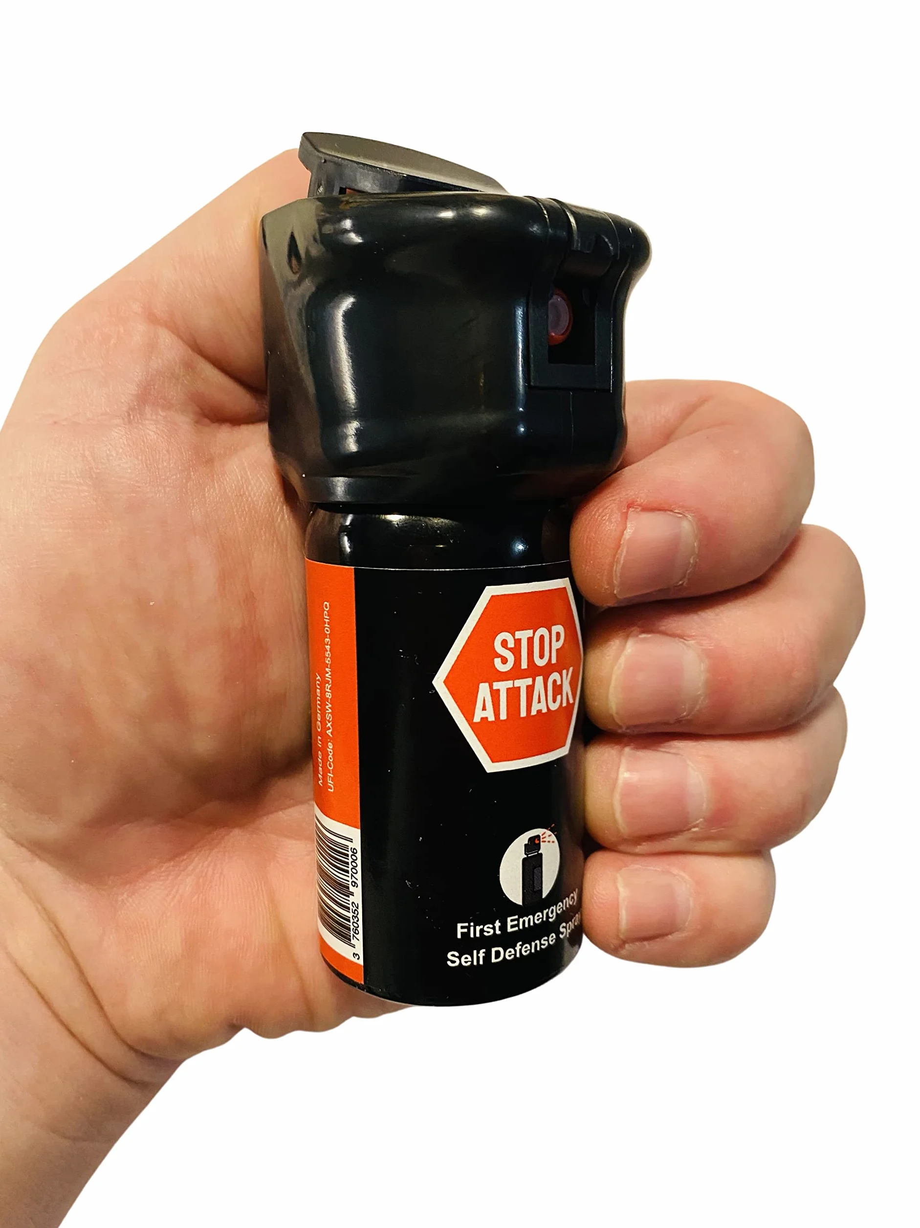 HOERNECKE Stop Attack Self Defense Spray, 20 ml + 40 ml, dysza projekcyjna High Stream Power, zasięg 4 metrów, używany przez policję w Wielkiej Brytanii, USA, Francji...