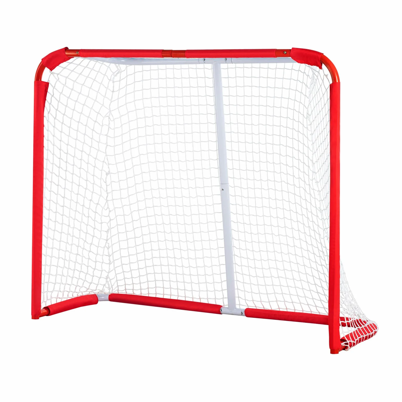 VEVOR Siatka hokejowa 137 x 112 cm, bramka hokejowa wewnątrz i na zewnątrz z rury stalowej, przenośny i lekki zestaw do treningu hokejowego, łatwy montaż, dla młodzieży, biały/czerwony