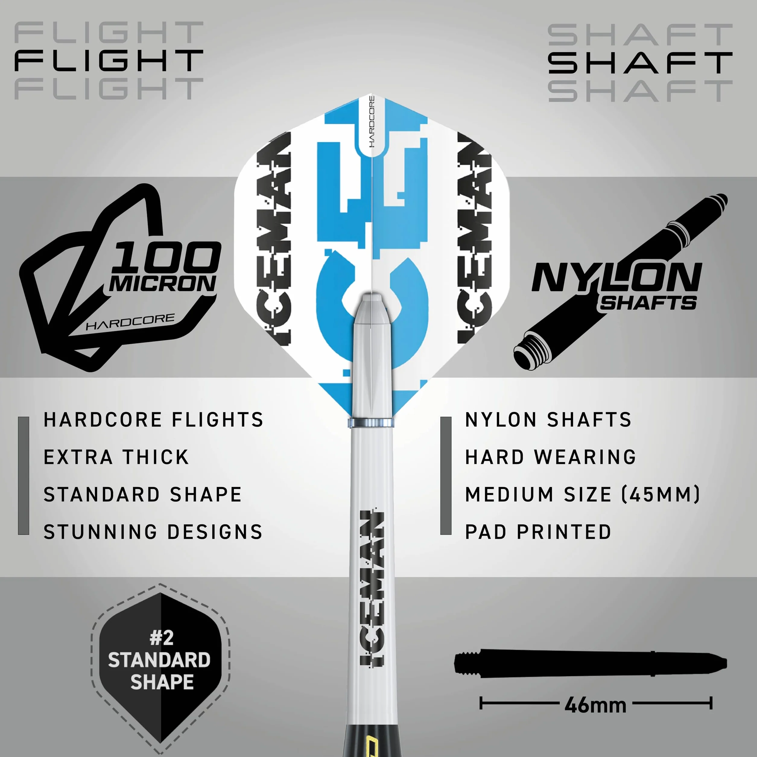 RED DRAGON Gerwyn Price Iceman 22 gram, zestaw rzutek z lotkami i trzonkami
