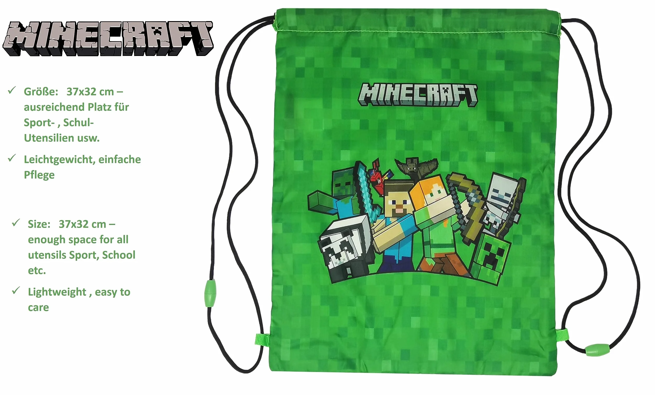 Theonoi Minecraft mały worek na siłownię, worek do pływania, torba sportowa, worek na buty, plecak sportowy