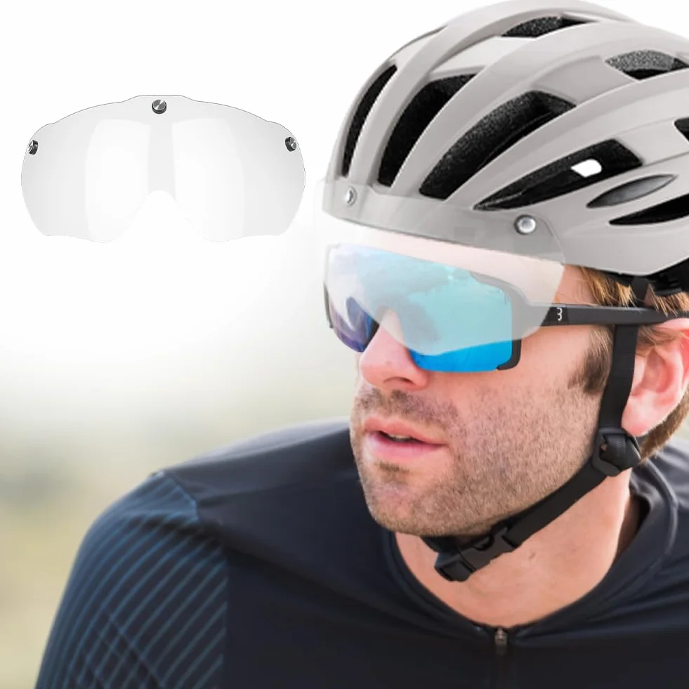 Magnetyczne gogle do kasku rowerowego - zdejmowany przezroczysty wizjer z ochroną przeciwsłoneczną - Unisex do jazdy na rowerze