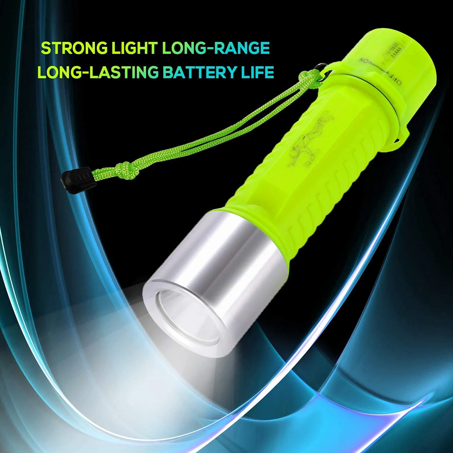 BlueFire Latarka do nurkowania, 1200 lm, XM-L2 LED, profesjonalna, jasna, wodoszczelna, podwodna lampa z paskiem na rękę