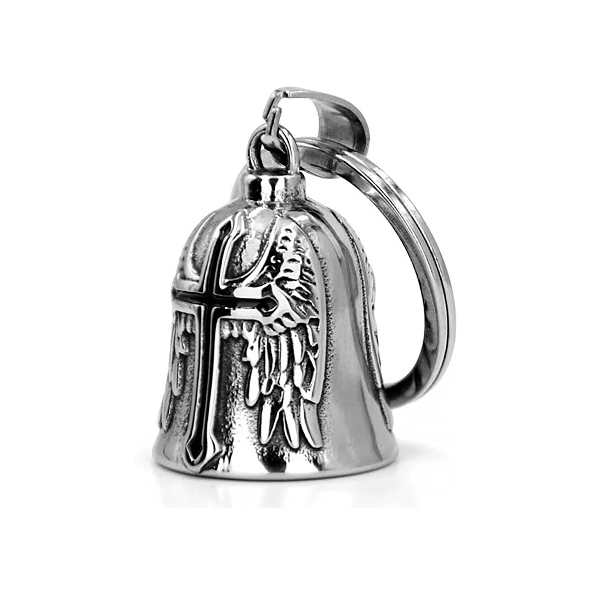 Biker Guardian Bell - brelok ze stali nierdzewnej Lucky Charm - dzwonek ochronny dla motocyklistów i rowerzystów - czerwony olej, motyw anioła