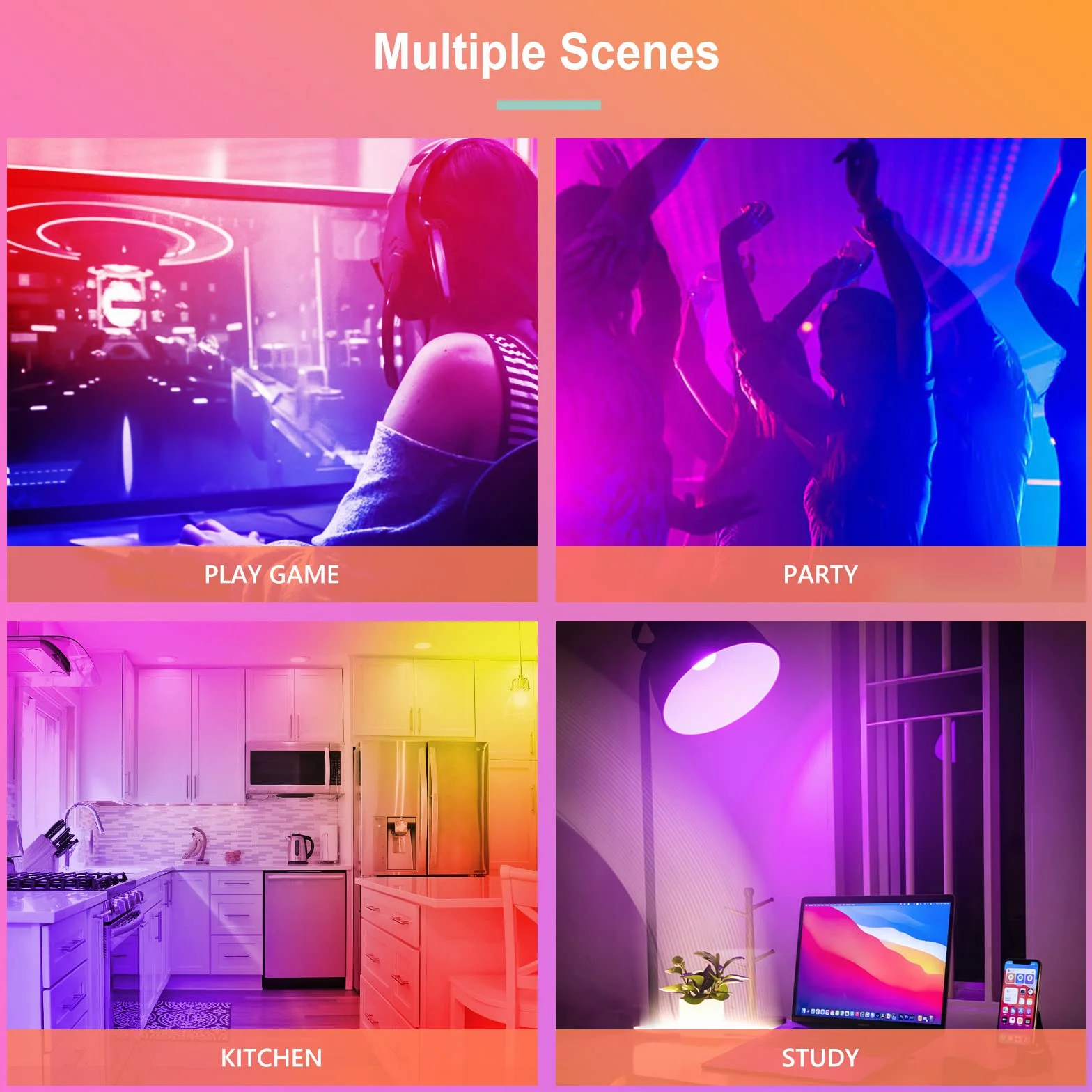 GY Żarówka E27 Smart WIFI RGB LED 9W 850LM A60 Alexa, Kąt Wiązki 120°, Regulowana 2700K-6500K, Pakiet 6 Sztuk
