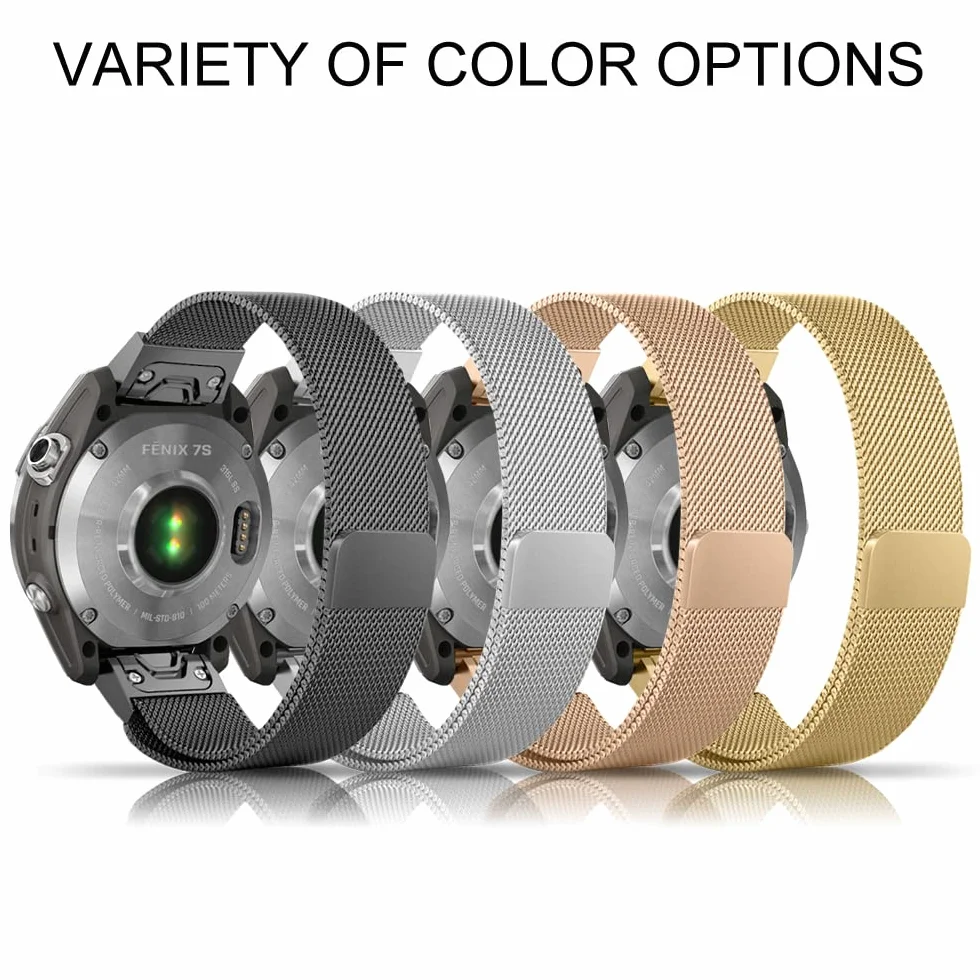 Pasek do zegarka Garmin Fenix 8 43 mm, Fenix 7S Pro Solar, Epix Pro 42 mm, stal nierdzewna, metalowy pasek siateczka