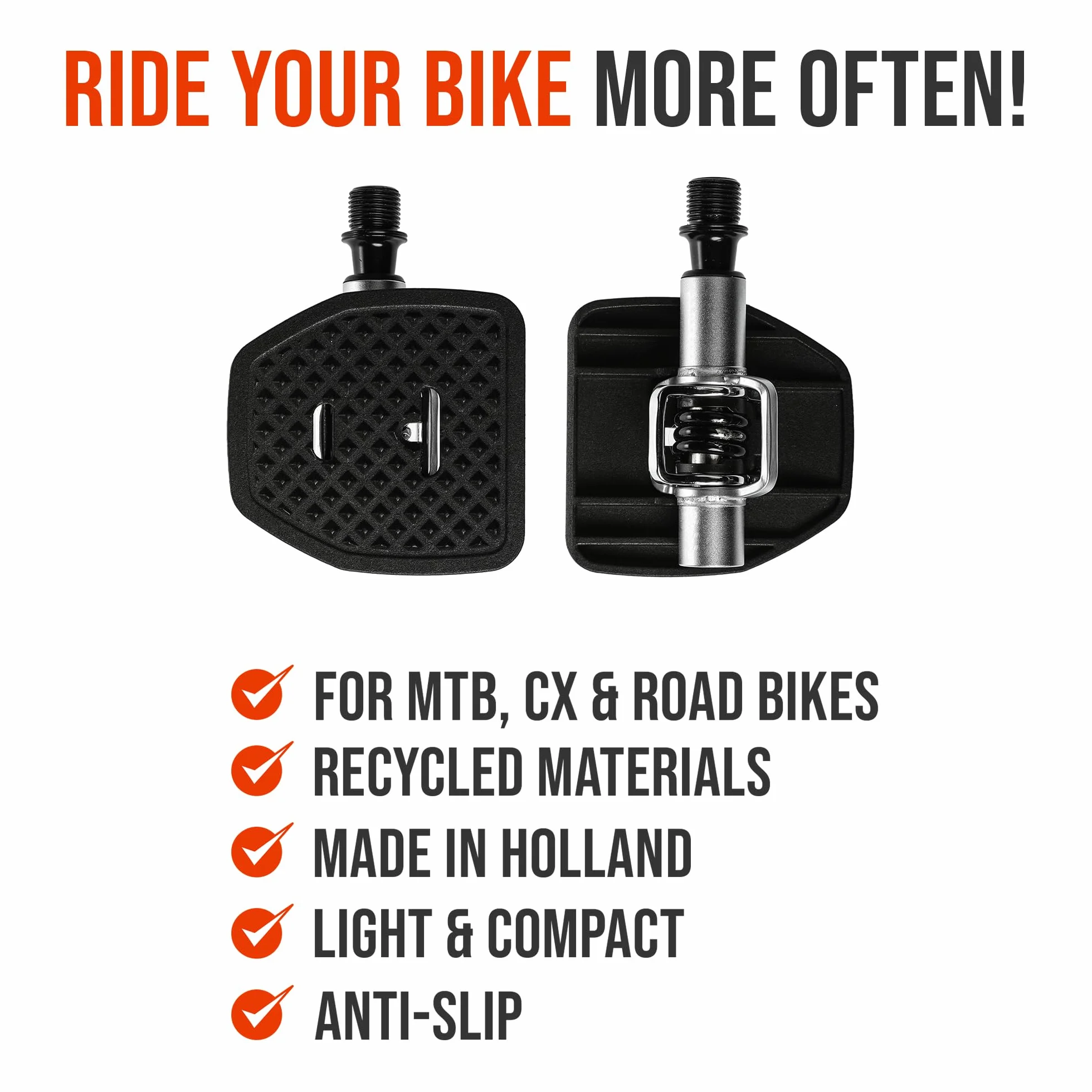 CB| Adapter do pedałów Crankbrothers Eggbeater i Candy MTB | Nie wymaga żadnych klamek | Przekształca bez zacisków w płaskie pedały | Dodaje przyczepności i komfortu …