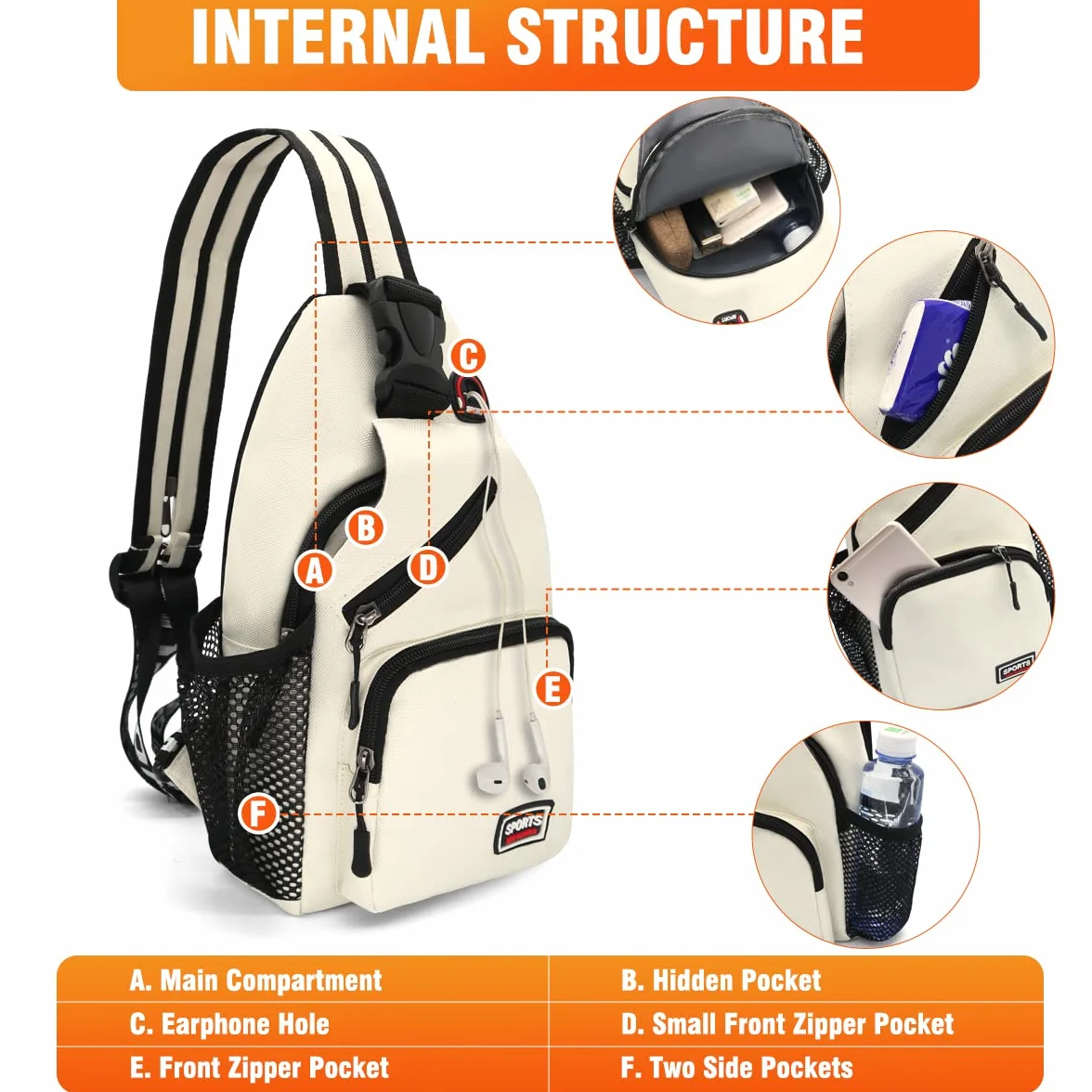 Torba na klatkę piersiową Sling Bag Oxford tkanina z regulowanym paskiem na ramię