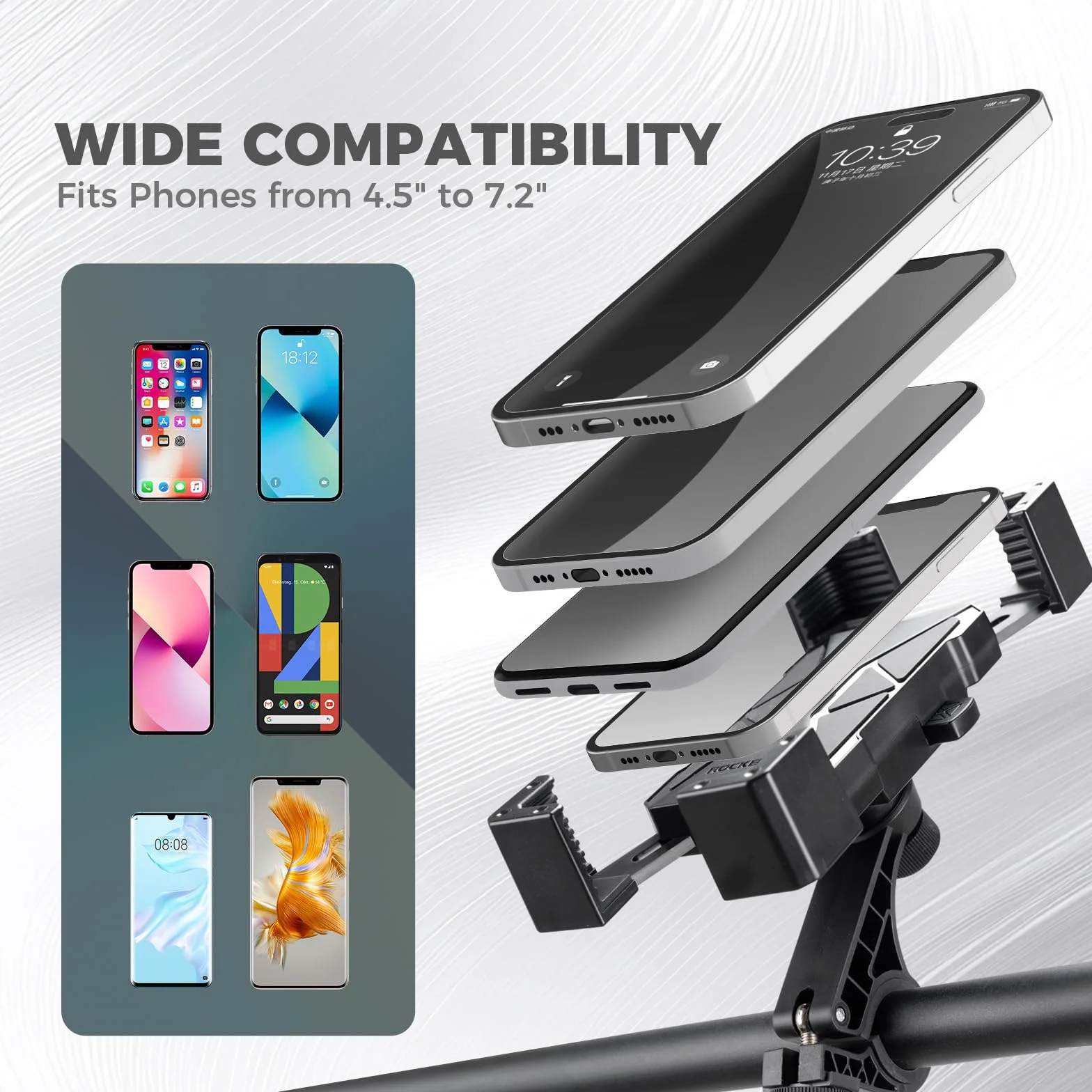 ROCKBROS Uchwyt na Telefon na Rower i Motocykl 1S 360° 4,5"-7,2"