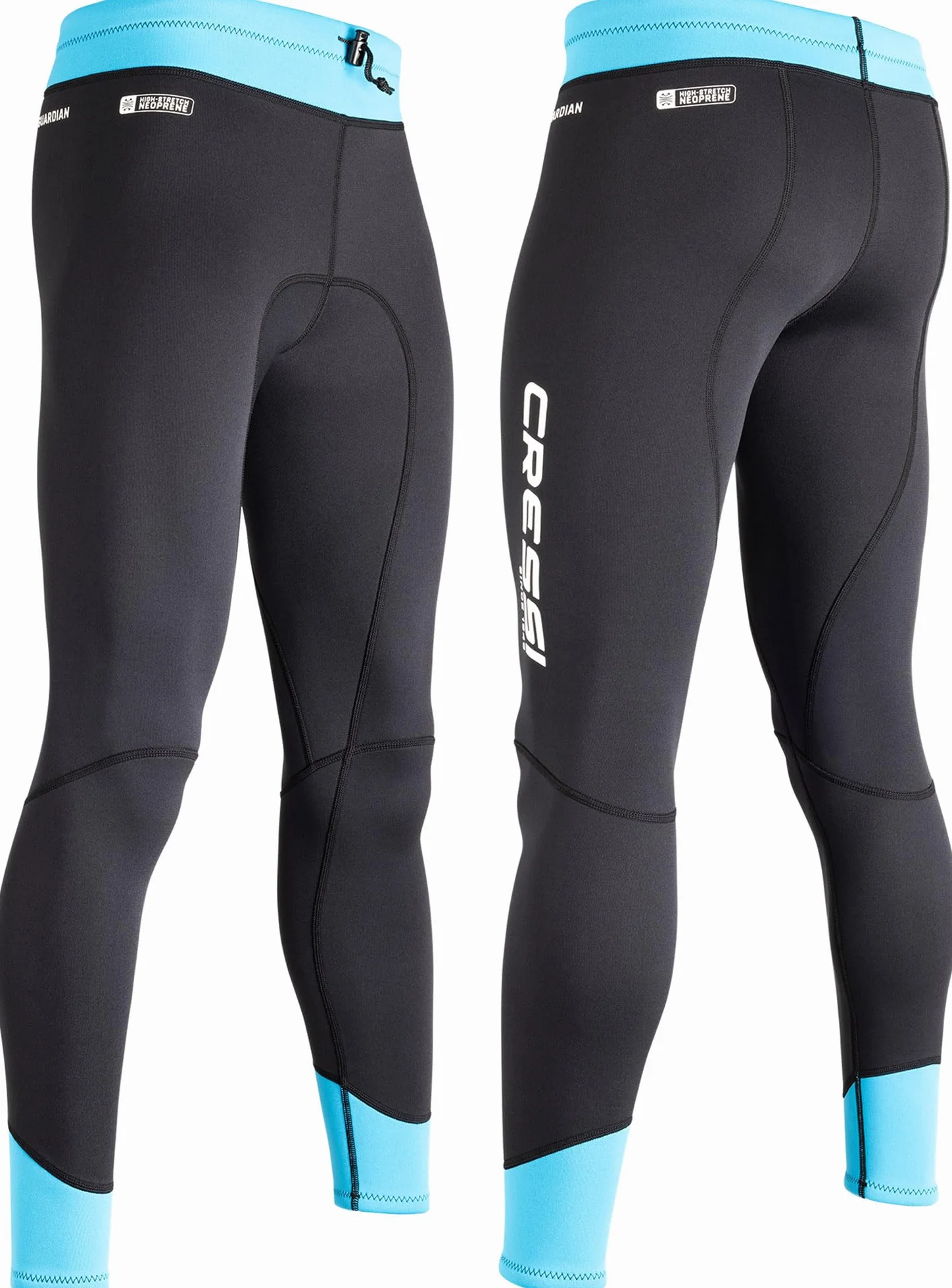 CRESSI Guardian Lady neoprenowe spodnie czarne/akwamarynowe 2 mm L/4-2 mm podwójne spodnie neoprenowe, idealne dla wszystkich entuzjastów sportów wodnych, czarne/akwamarynowe, L/4, damskie