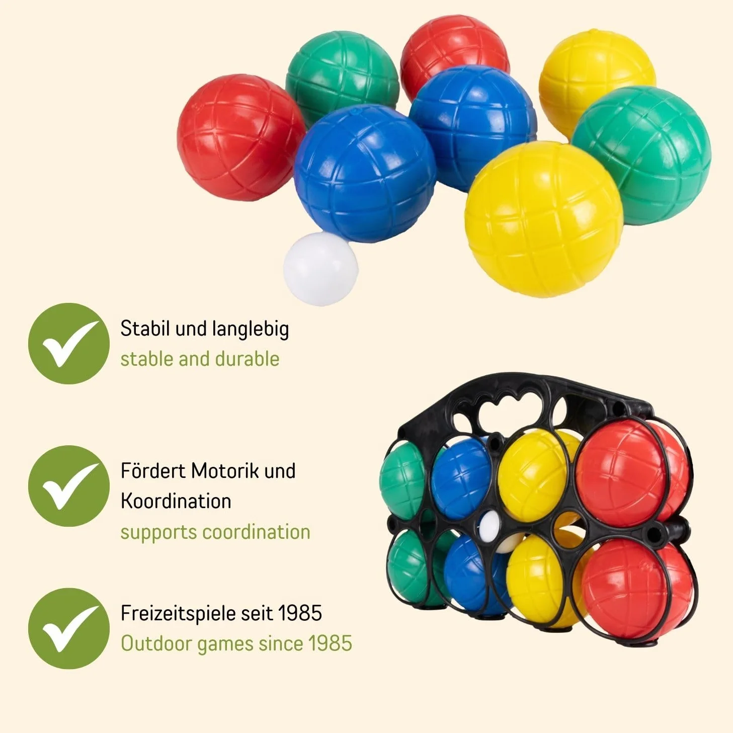 Zestaw kulek petanque 8 sztuk z siatką transportową na plażę ogród kemping