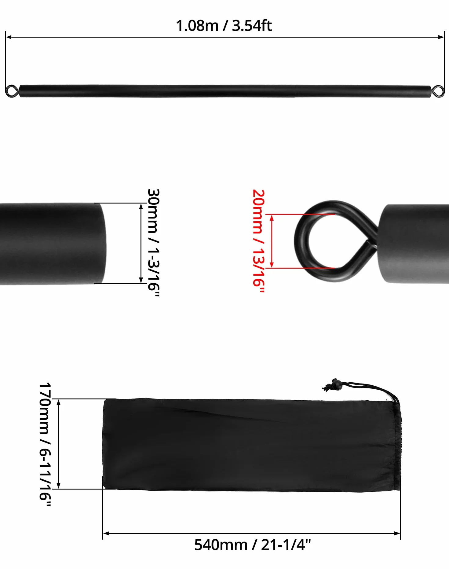 QWORK Pasek oporowy 108 cm 362 kg do treningu siłowego i cardio