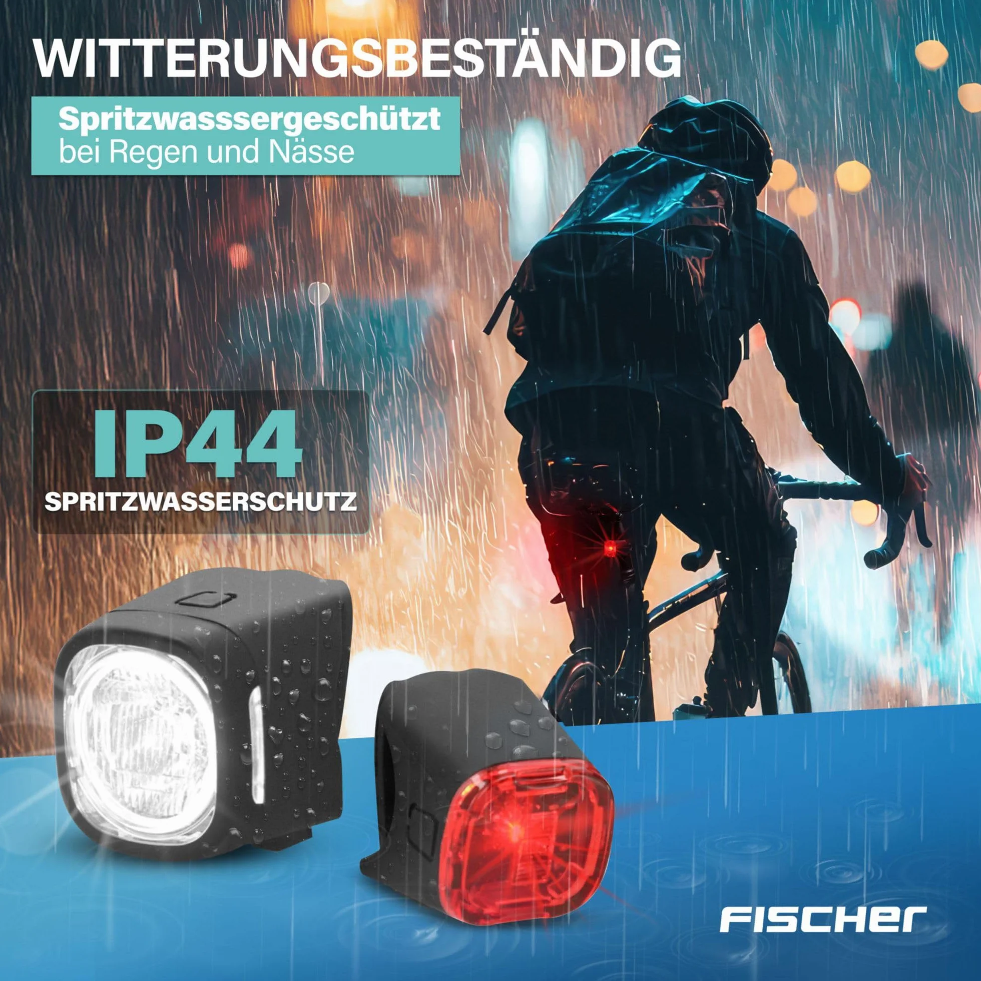 Fischer Zestaw oświetlenia rowerowego Square 40/20 lx IP44