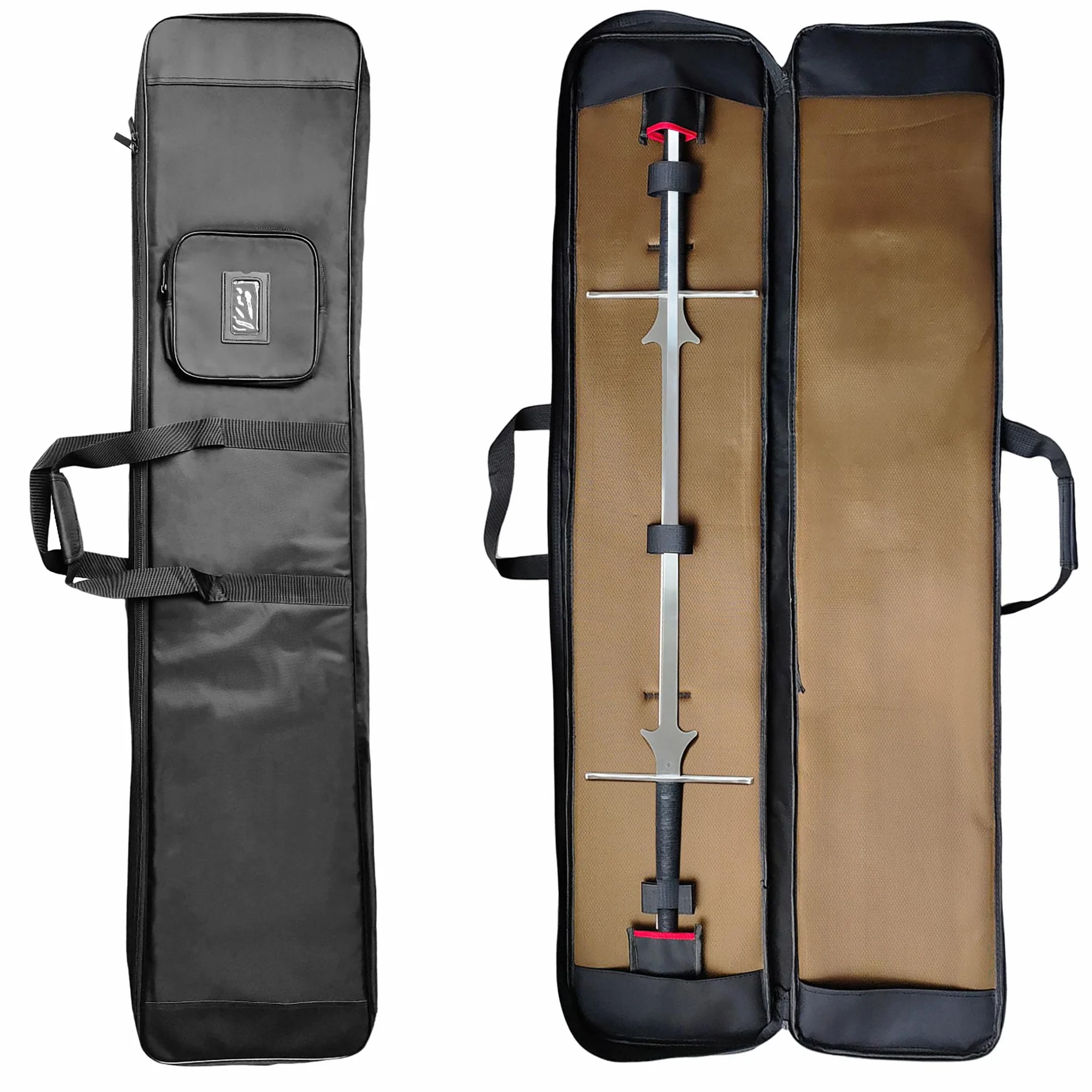 LEONARK HEMA Bag 142 cm – plecak ochronny z podwójnym uchwytem, tkanina Oxford 1680D, mieści 2 miecze, kieszeń na akcesoria, przezroczysta kieszeń na karty, czarna