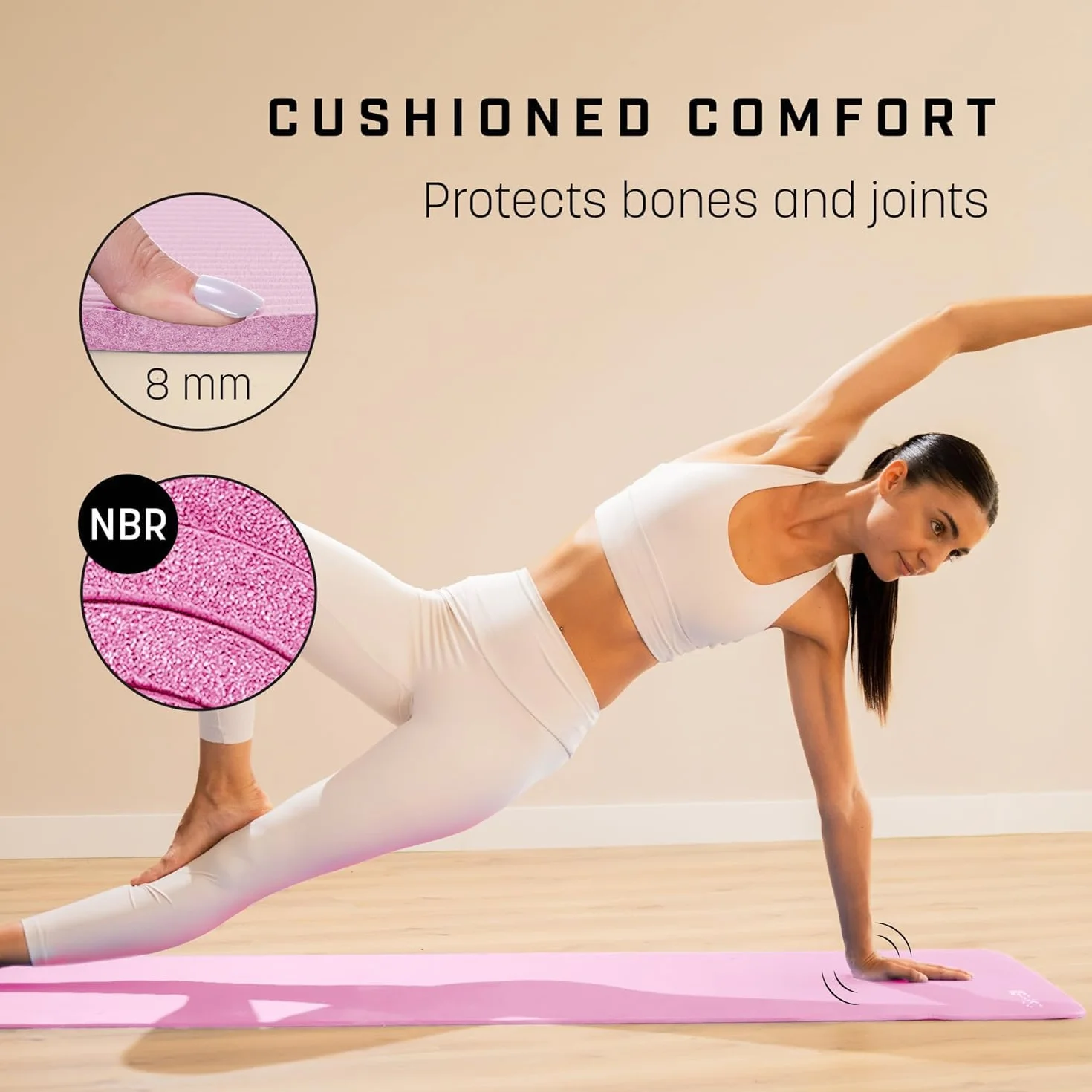 KG Physio Mata do jogi - Antypoślizgowa mata do ćwiczeń NBR z paskiem maty do jogi w zestawie - Idealna do ćwiczeń HiiT, pilates, jogi