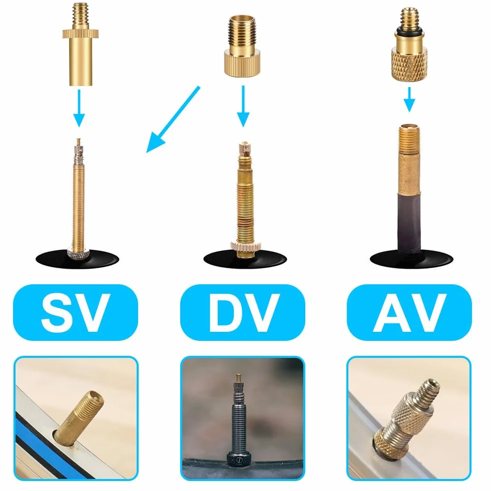 flintronic Adapter do wentyla rowerowego 32 szt., adapter do pompki rowerowej, adapter wentyla rowerowego DV/SV/AV, do sprężarki rowerowej, do pompki kulowej, do pompy powietrza