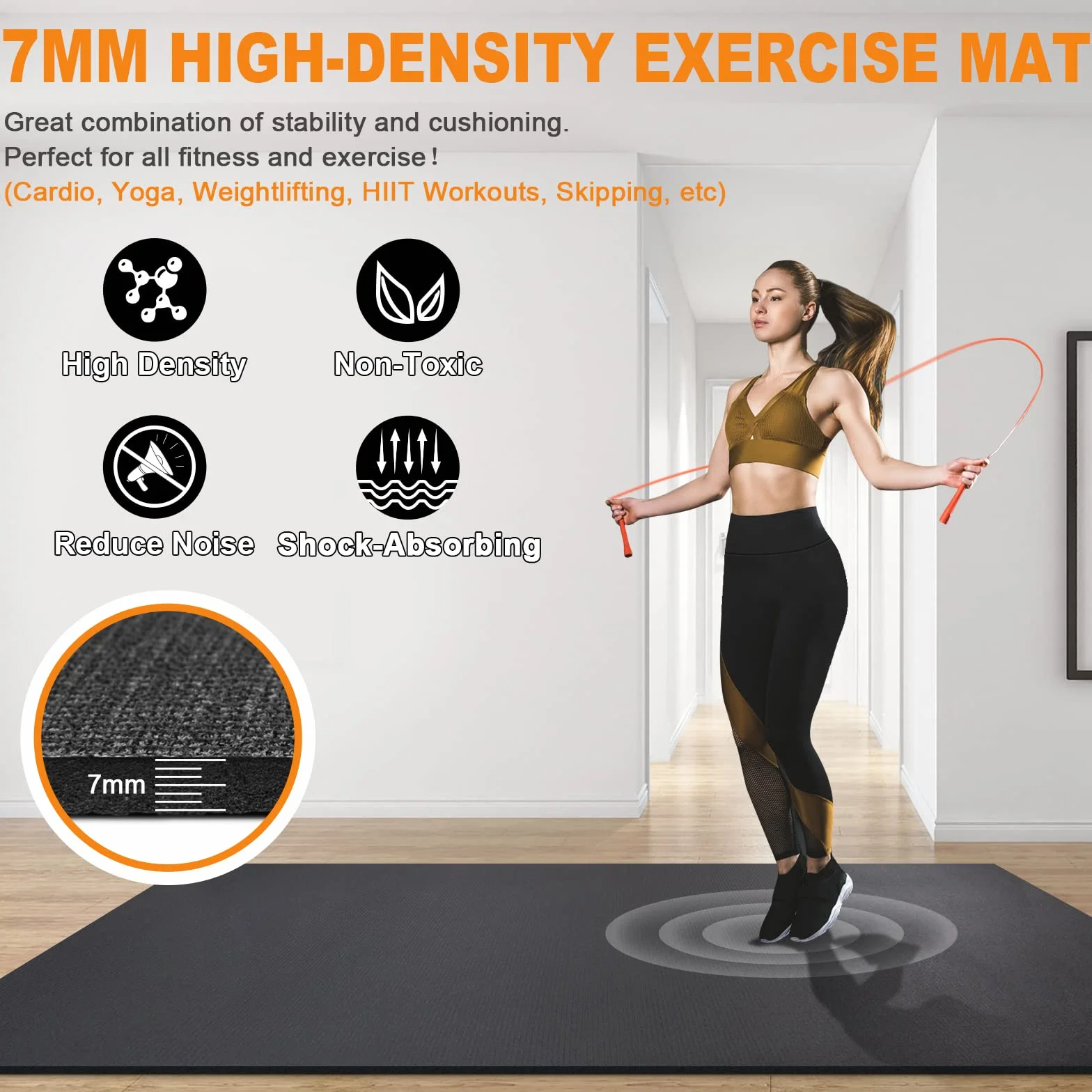 innhom Duża mata do ćwiczeń, mata fitness do domu, na siłownię, do fitnessu, ćwiczeń na podłodze, HIIT, cardio, pracy na siłowni, sprzęt, wytrzymała gumowa wykładzina podłogowa do siłowni