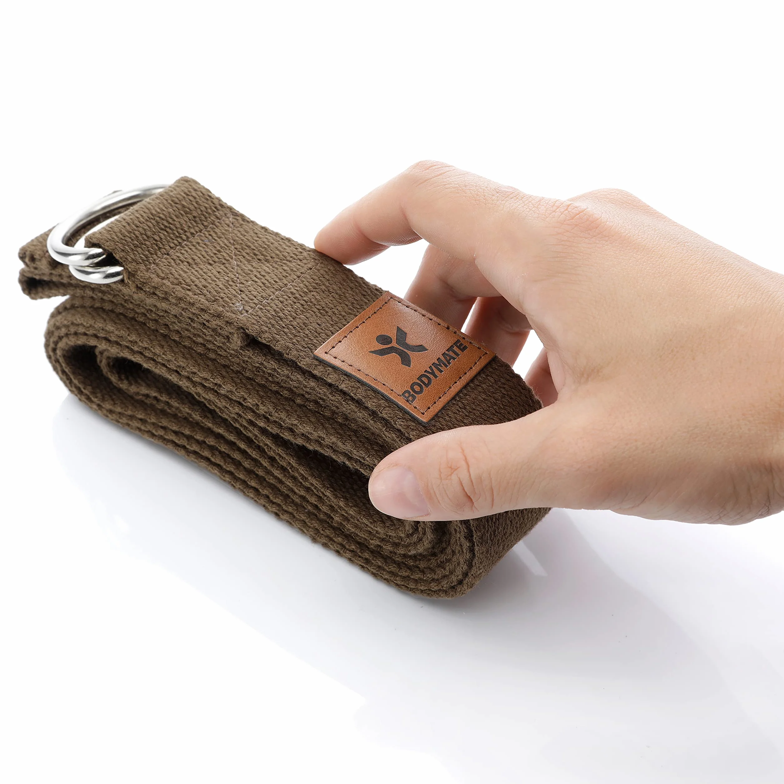BODYMATE pasek do jogi z metalowym zapięciem, dla początkujących i zaawansowanych, ze 100%-owej bawełny, długość 250 cm, szerokość 3,8 cm