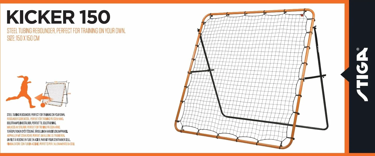 Stiga Uni Kicker 150 piłka nożna rebounder, pomarańczowy/czarny, 150 x 150 cm