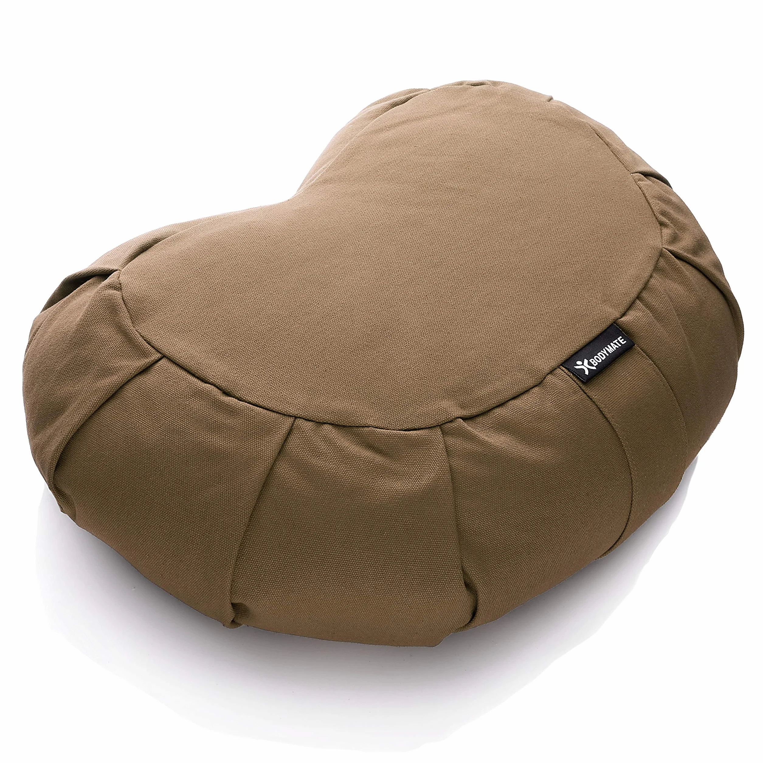 BODYMATE – poduszka do jogi w kształcie półksiężyca, dł. 42 cm, szer. 30 cm, wys. 15 cm, z wypełnieniem z ziaren gryki, poszewka do prania w pralce, 100% extra grubej bawełny, do medytacji i siedzenia