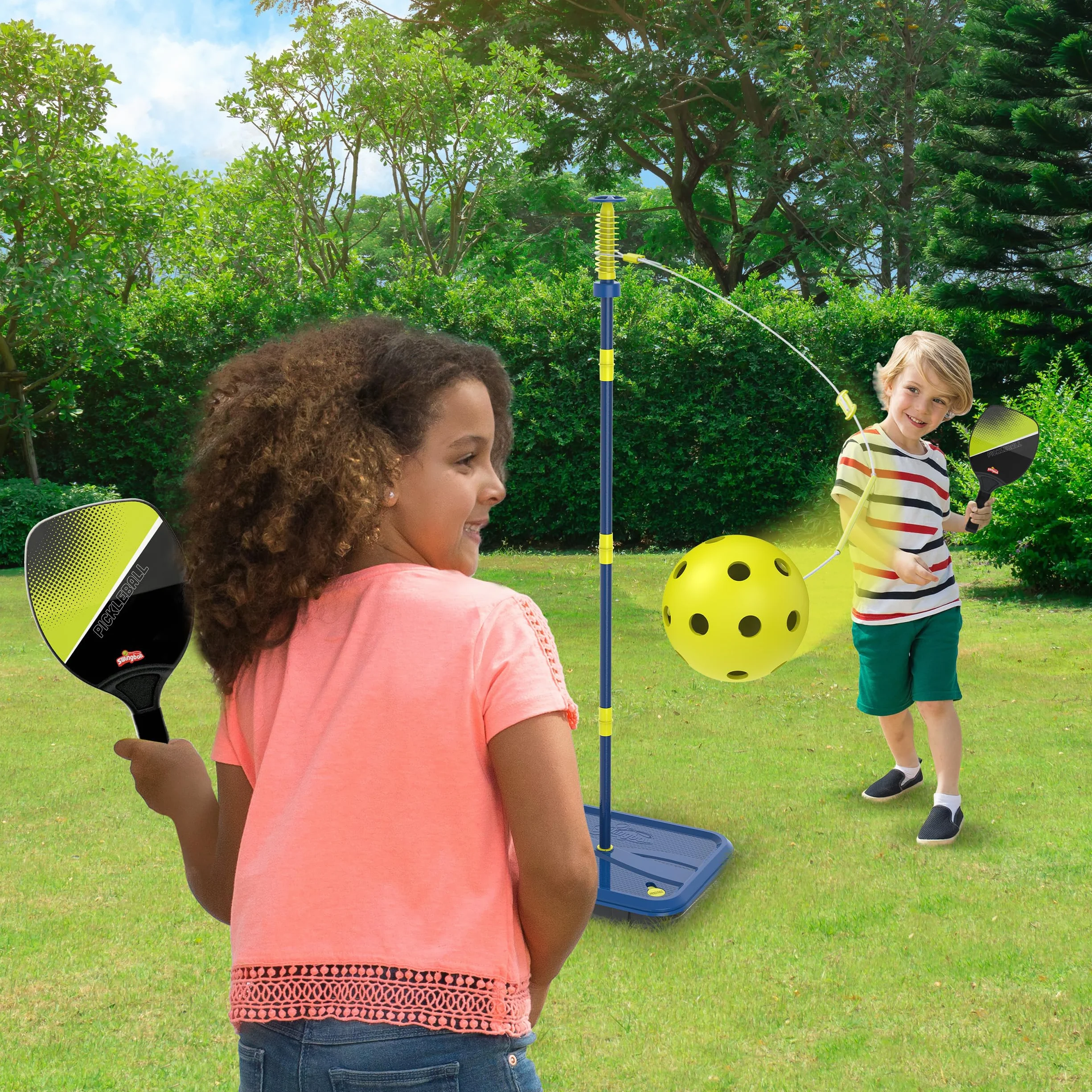 Swingball Pickleball All Surface przenośny zestaw gier Pickleball dla dzieci w wieku od 6 lat, regulowana wysokość, lekkie wiosła, przyjazny dla początkujących i profesjonalistów, rodzinna zabawa w