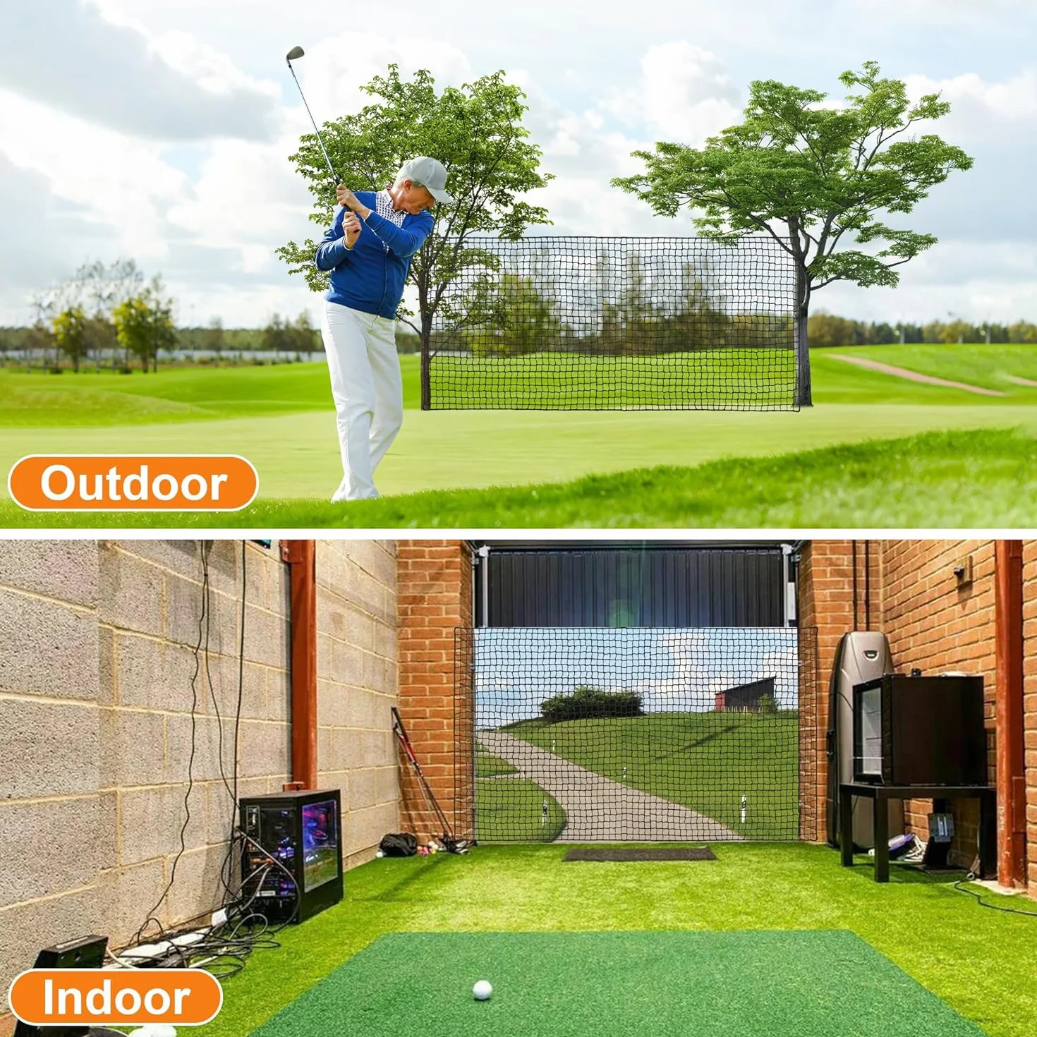 Golfowa siatka treningowa, do użytku wewnątrz i na zewnątrz, do golfa, baseballu, hokeja