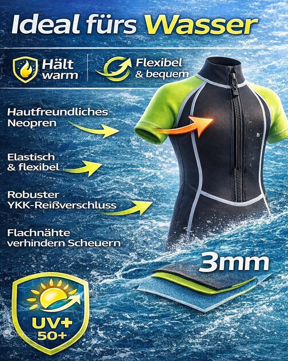SCUBATEC 3 mm dziecięcy neopren Shorty Kids Wave