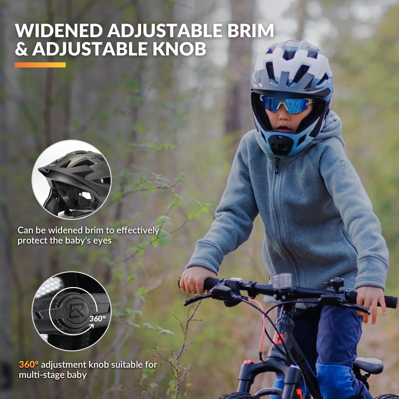 ROCKBROS Kask Rowerowy dla Dzieci i Młodzież, Regulowany, Rozmiar M/S 48-54 cm, Zielony Niebieski Szary