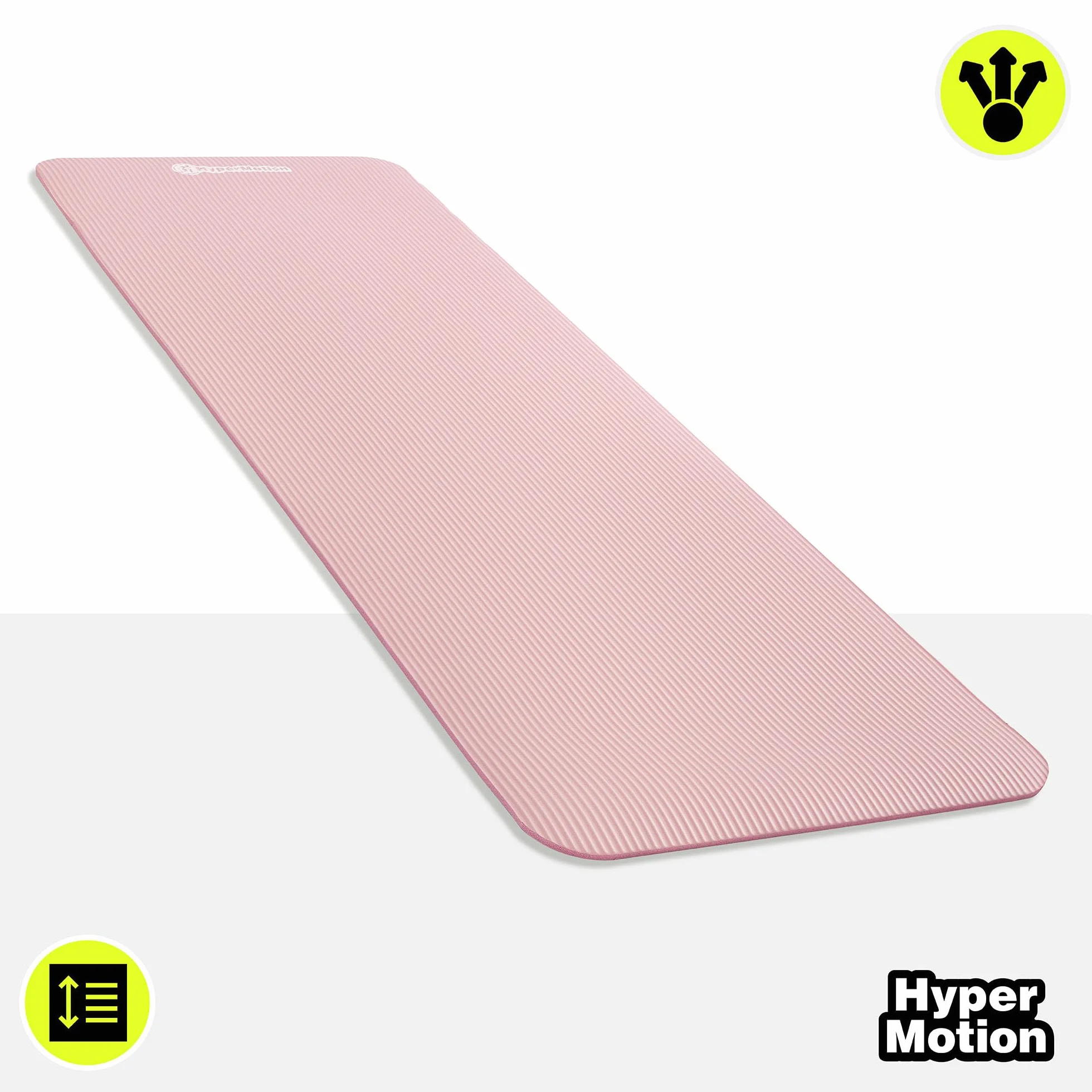 HyperMotion Mata do Ćwiczeń Fitness i Jogi NBR 183x61x0,8 cm Różowa, Antypoślizgowa, 8 mm, z Paskiem do Ćwiczeń i Przenoszenia, do Jogi, Pilatesu i Stretchingu