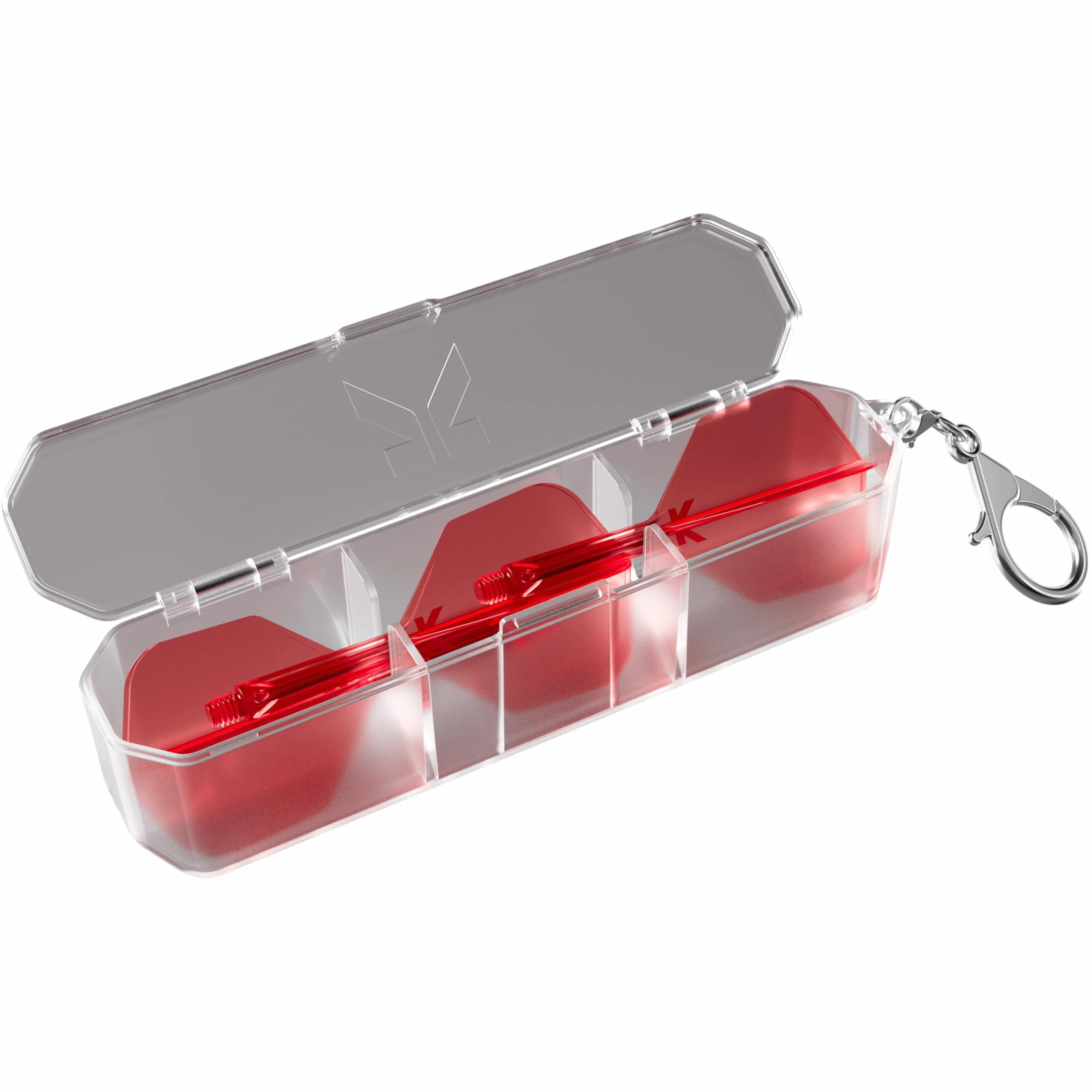 Target Darts K Flex Flights Storage Case | Zestaw 3 akcesoriów Kflex Flight and Shaft System | uchwyt K-Flex, etui K, etui na akcesoria do rzutek, twarde etui z łańcuszkiem na klucze