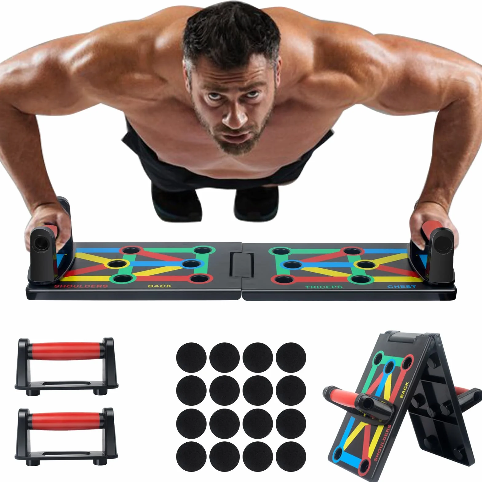 Push Up Board Foldable 12 in 1 Press Up Boards Fitness Gym Muscle Strength Push-Up Stand, Przenośny sprzęt sportowy dla mężczyzn, kobiet, ćwiczeń domowych