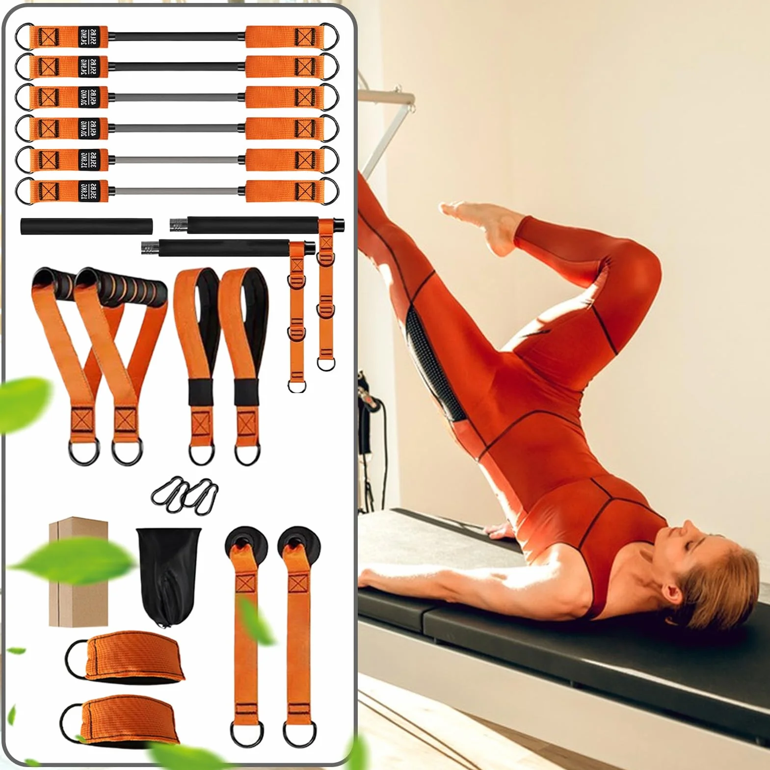 Home Pilates Bar Kit | Sprzęt fitness do treningu mięśni - przysiady sprzęt treningowy dla domowej siłowni profesjonalistów sportowców mężczyzn kobiet graczy sportowców ramiona nogi