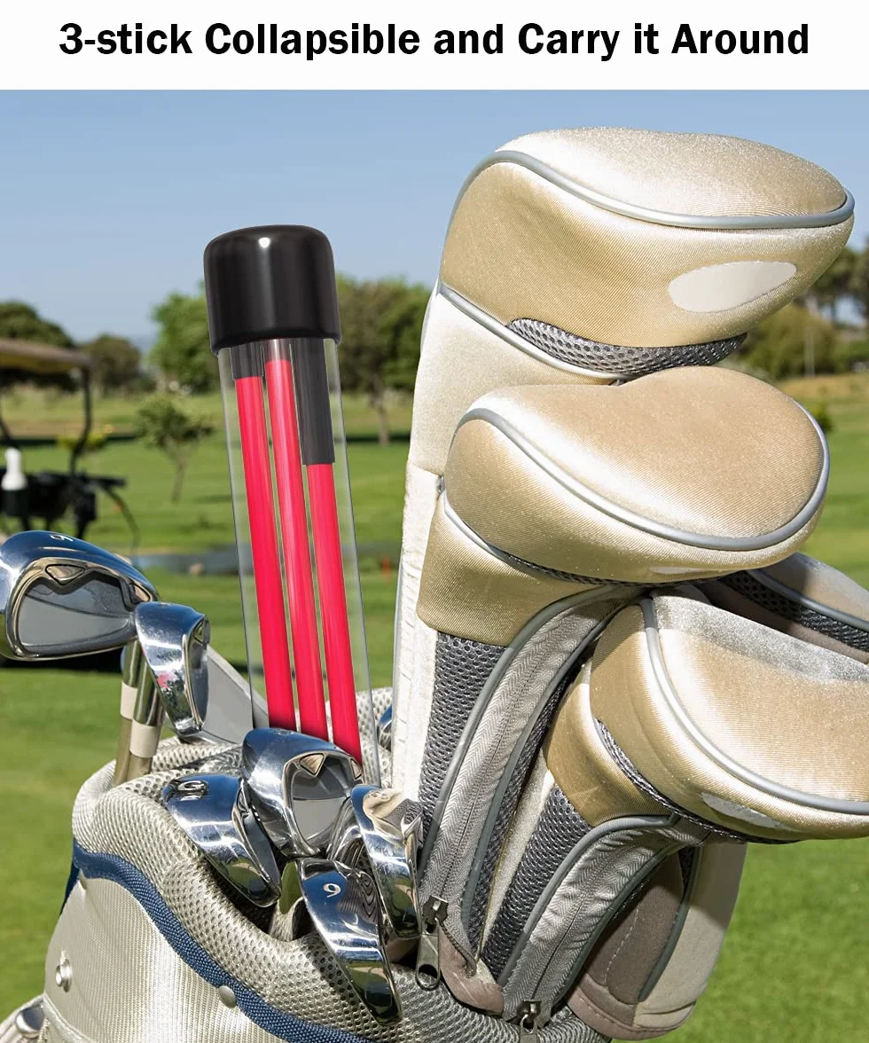 Rhino Valley Golf Alignment Sticks wskaźnik kierunku 2 sztuki składanych drążków do golfa z przezroczystą rurką