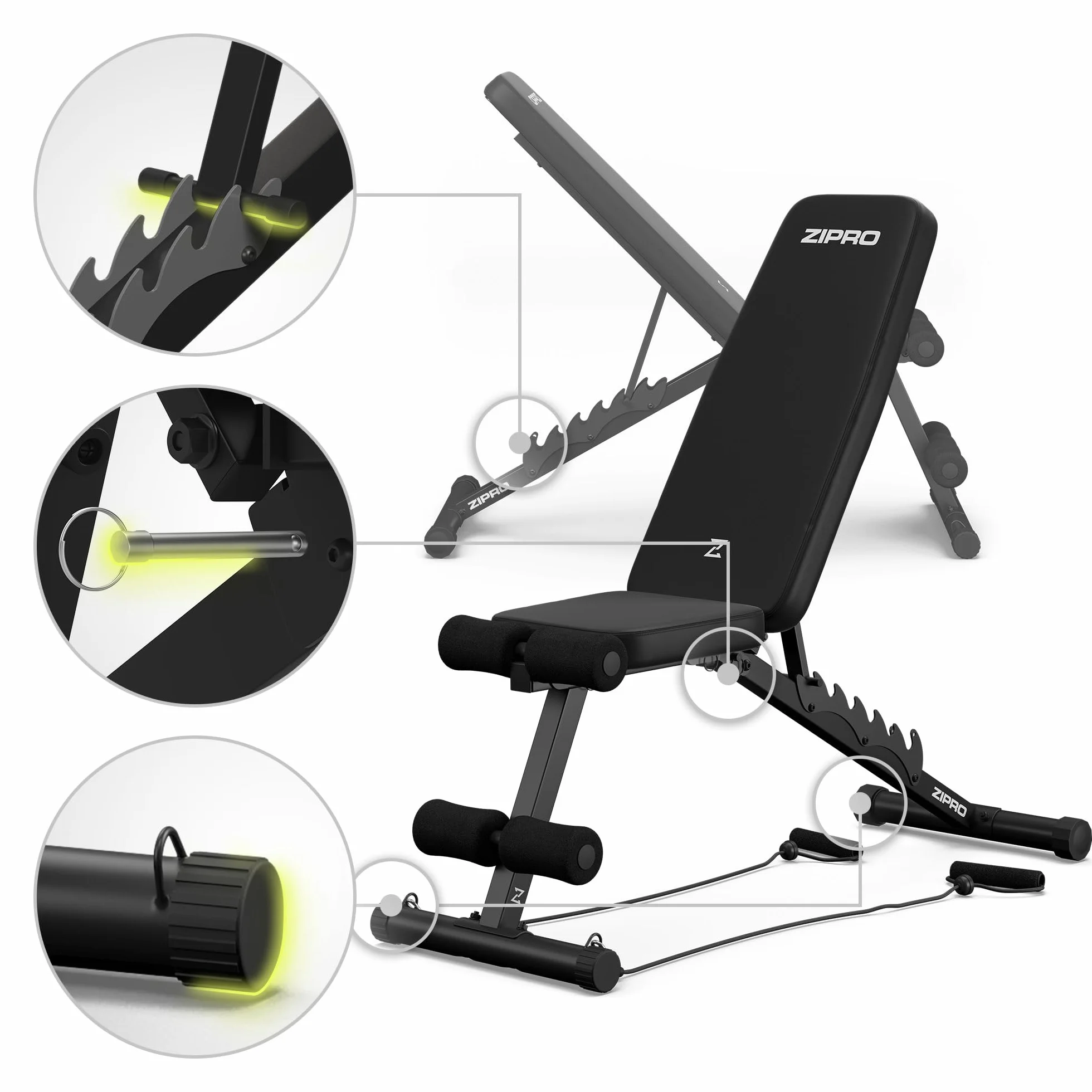 Zipro Uniseks 11926643 Ławka Treningowa, Czarny, do 230 kg