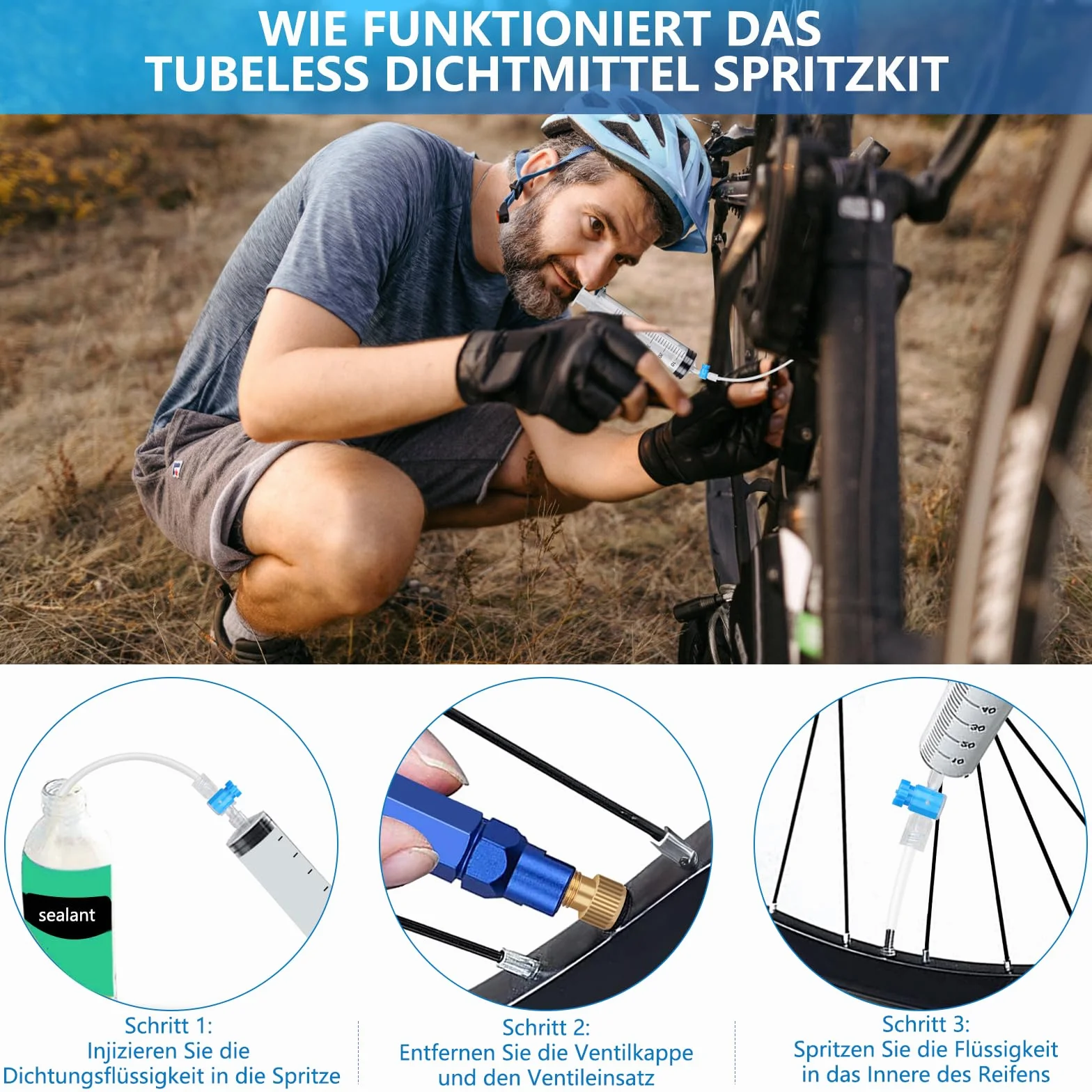 Tubeless strzykawka, środek uszczelniający, strzykawka do roweru, Sealant Injector, zestaw do usuwania rdzenia zaworu, adapter 60 ml, środek uszczelniający do opon, strzykawka do stanów i