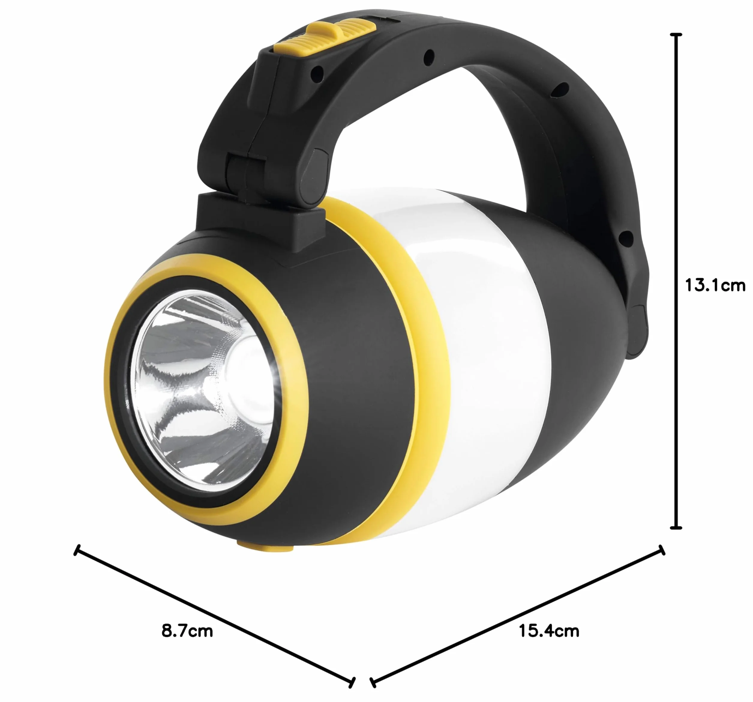 EMOS - Wielofunkcyjna lampa kempingowa LED – przenośna – 3 rodzaje światła – 215 lm, maks. 305 m – 3 tryby świecenia – 90 godzin – zasilanie bateryjne (3 x AA) – do użytku na zewnątrz – czarno-żółta