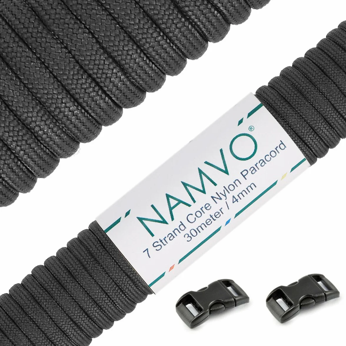 Namvo Paracord Mil Spec Type III 7-żyłowy sznurek spadochronowy 100 stóp 30 metrów czarny