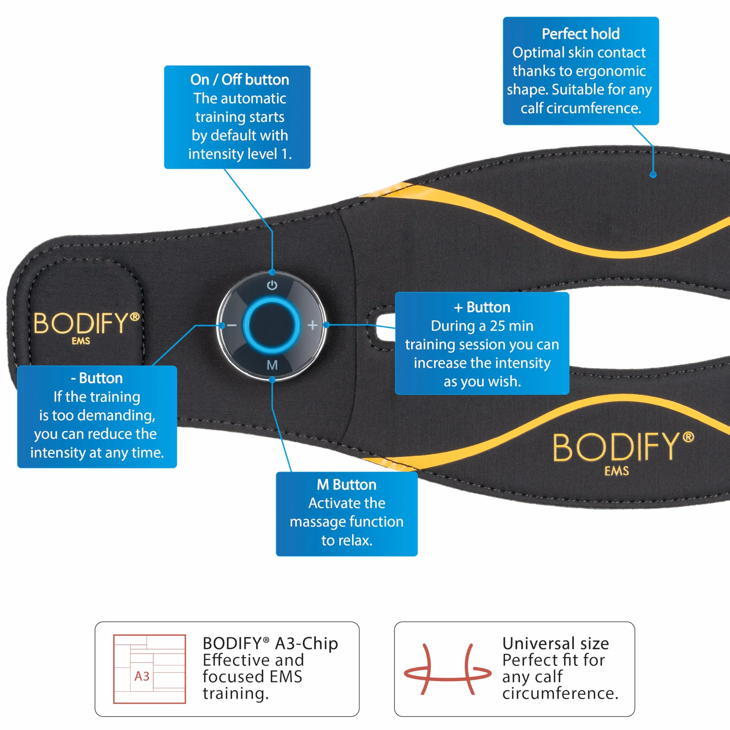 Bodify® EMS Calf Trainer Pro – Ukierunkowana aktywacja mięśni łydek! – Aktywacja mięśni – Trening EMS – Trening mięśni łydek – dla mężczyzn i kobiet ORYGINAŁ