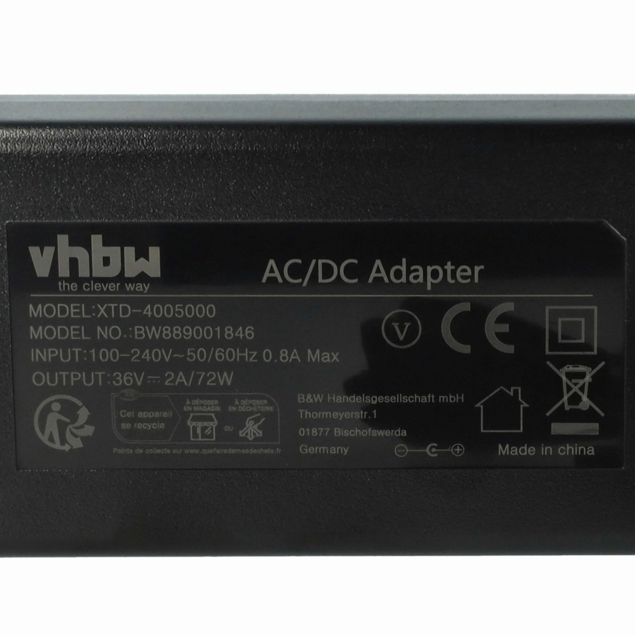 vhbw 1 x ładowarka kompatybilna z Bosch Active Line, BDU2XX, Active Line Plus, BDU3XX - do akumulatorów litowo-jonowych 36 V 72 W